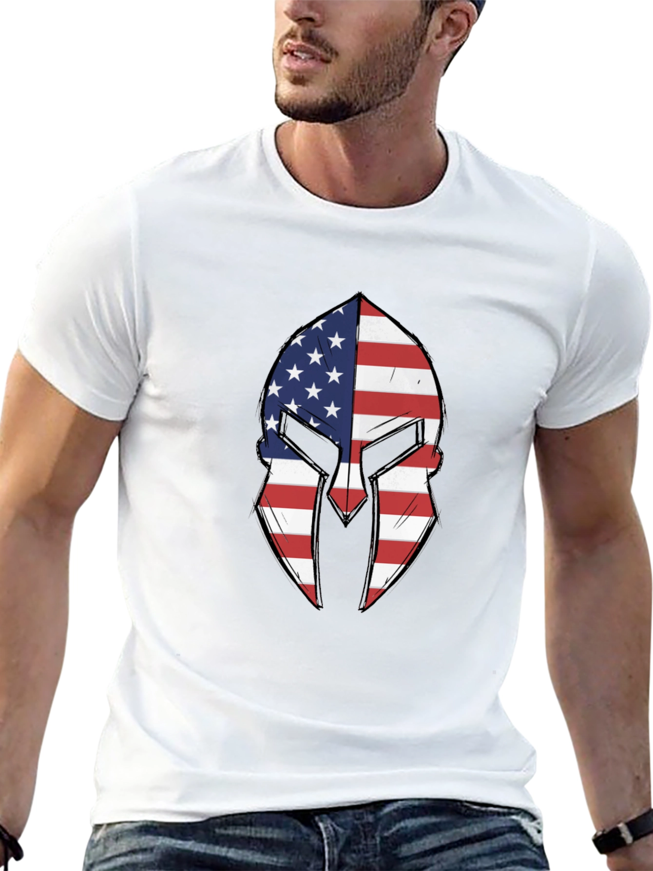 American Spartan Helmet Graphic T-Shirt