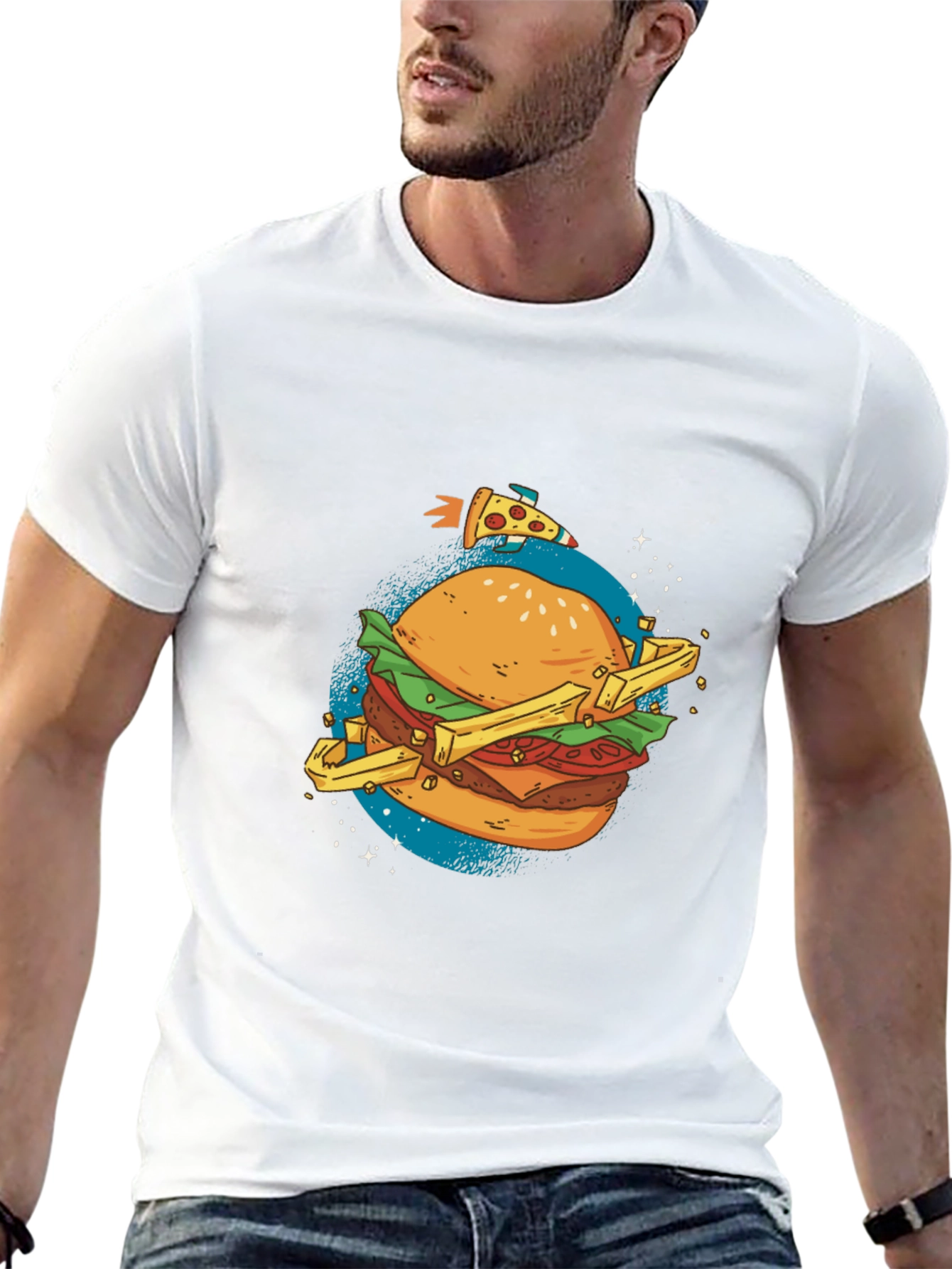 Burger Planet Graphic T-Shirt - Casual Black Tee