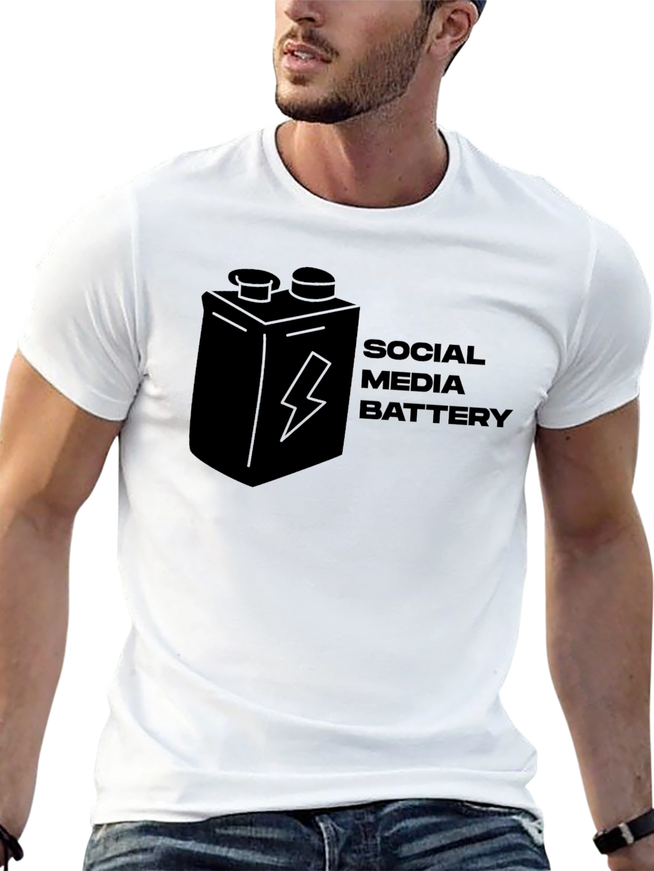 Social Media Battery Graphic T-Shirt - Black