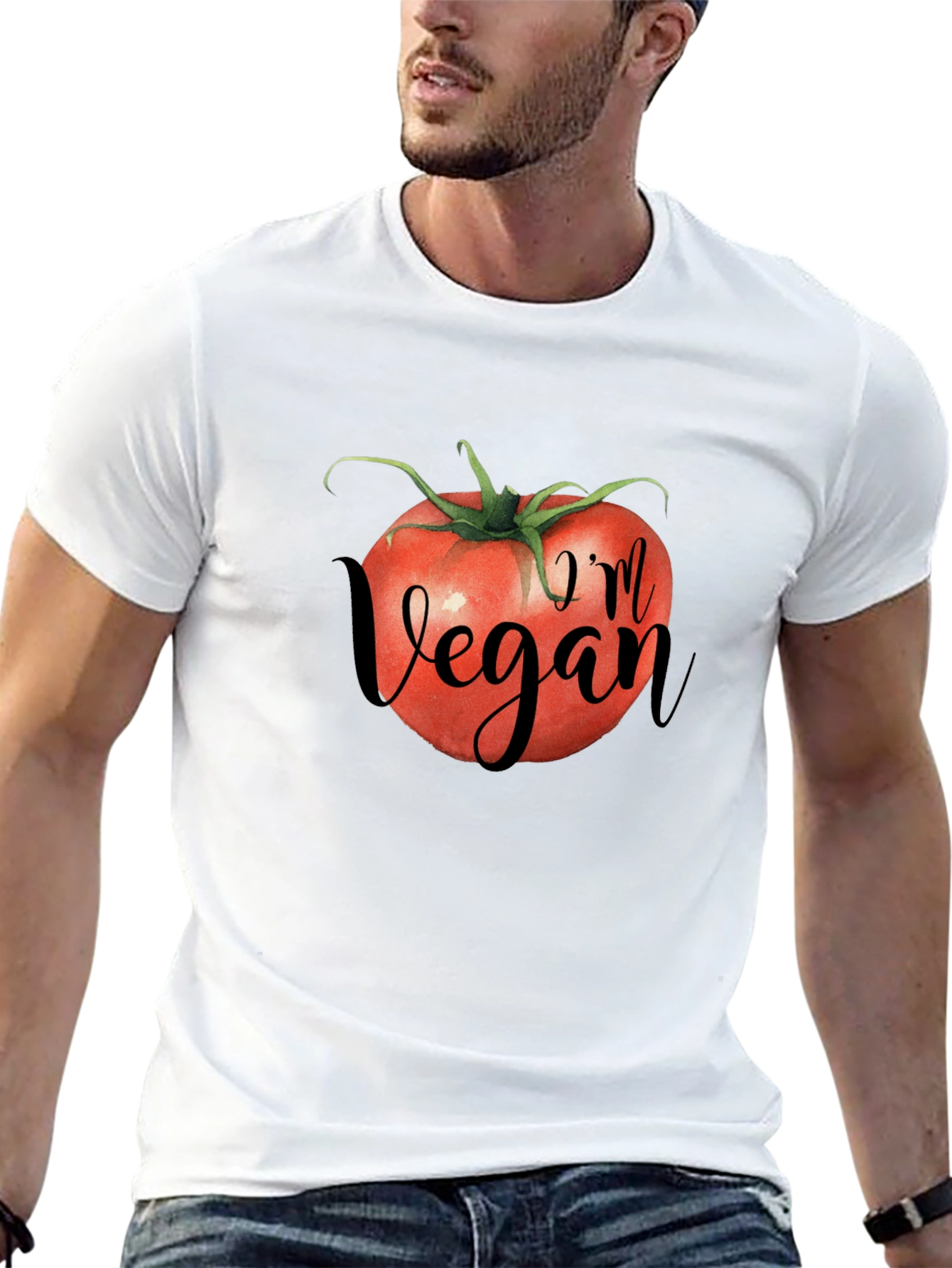 Vegan Tomato Graphic Tee - Black Unisex T-Shirt