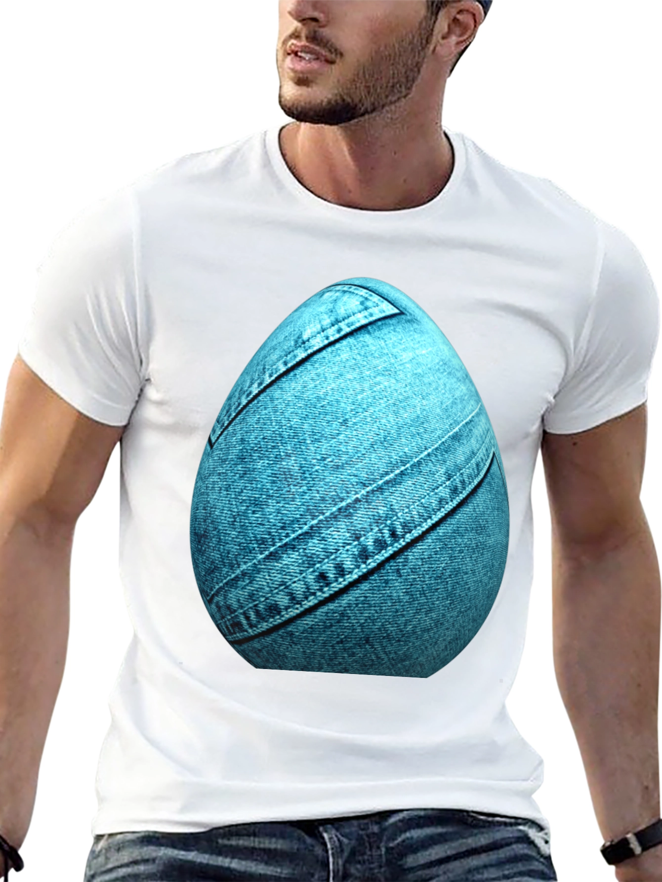Denim Egg Graphic Tee - Unique Easter Style