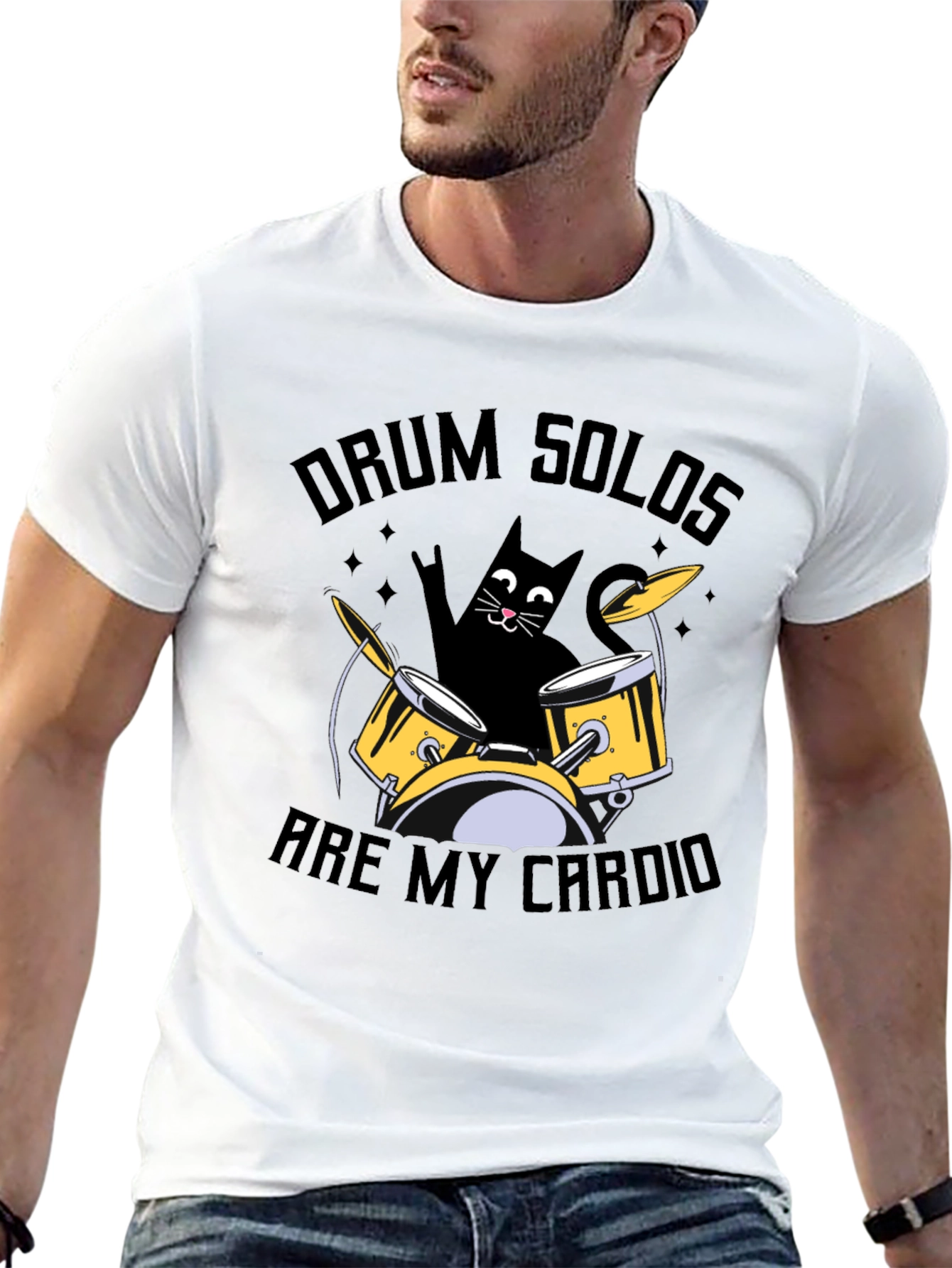 Drum Solos Are My Cardio T-Shirt - Cat Drummer