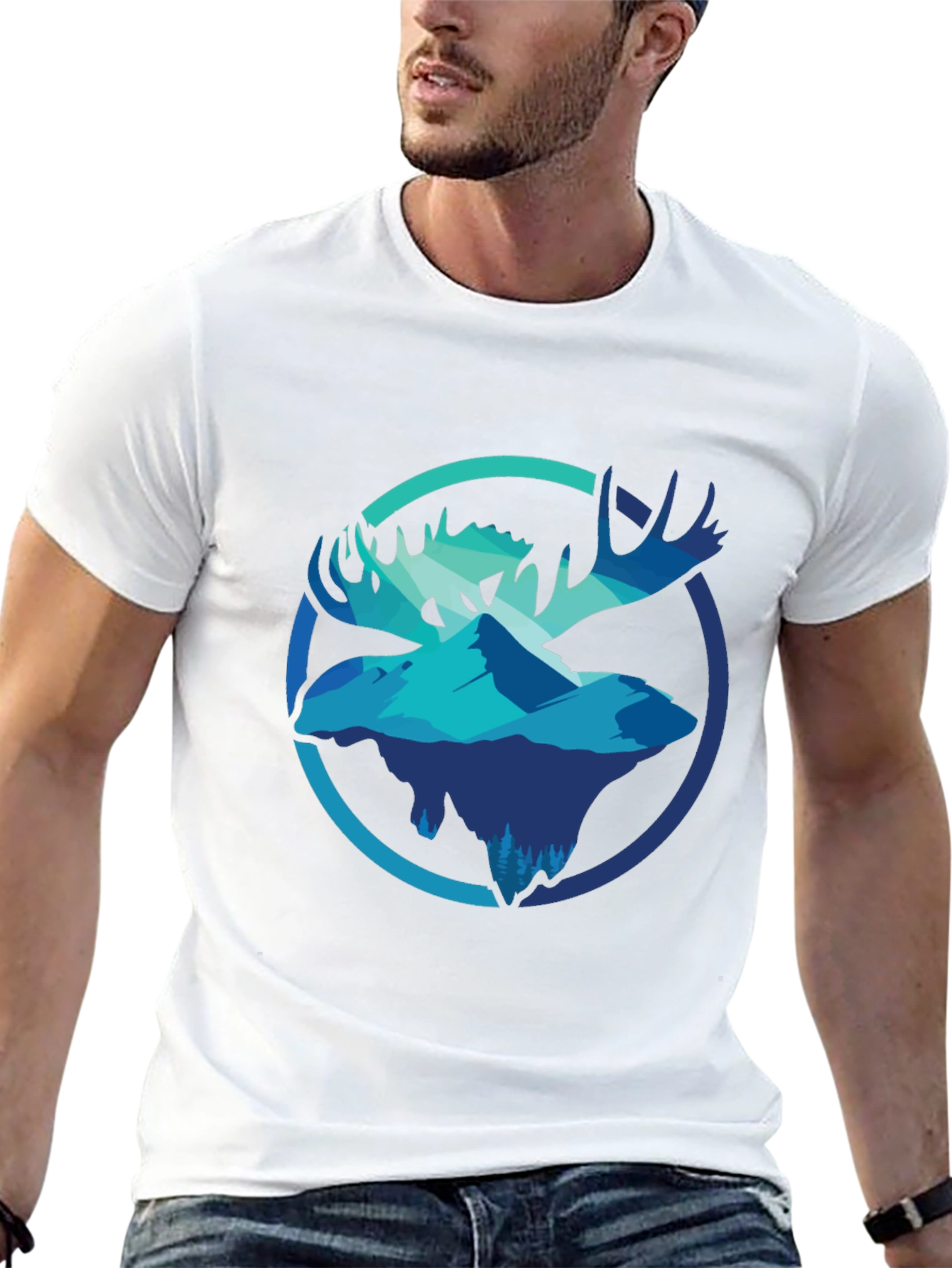 Moose & Mountain Graphic Tee - Mens Black T-Shirt