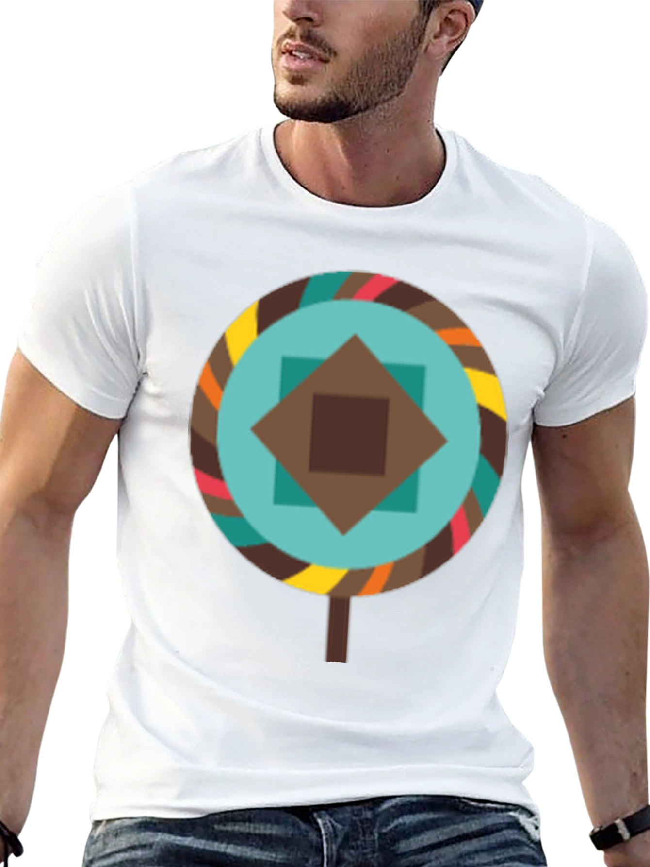 Geometric Lollipop Graphic Tee - Black