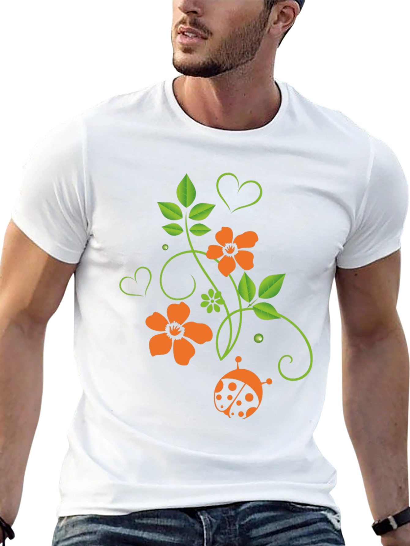 Floral Ladybug Graphic T-Shirt