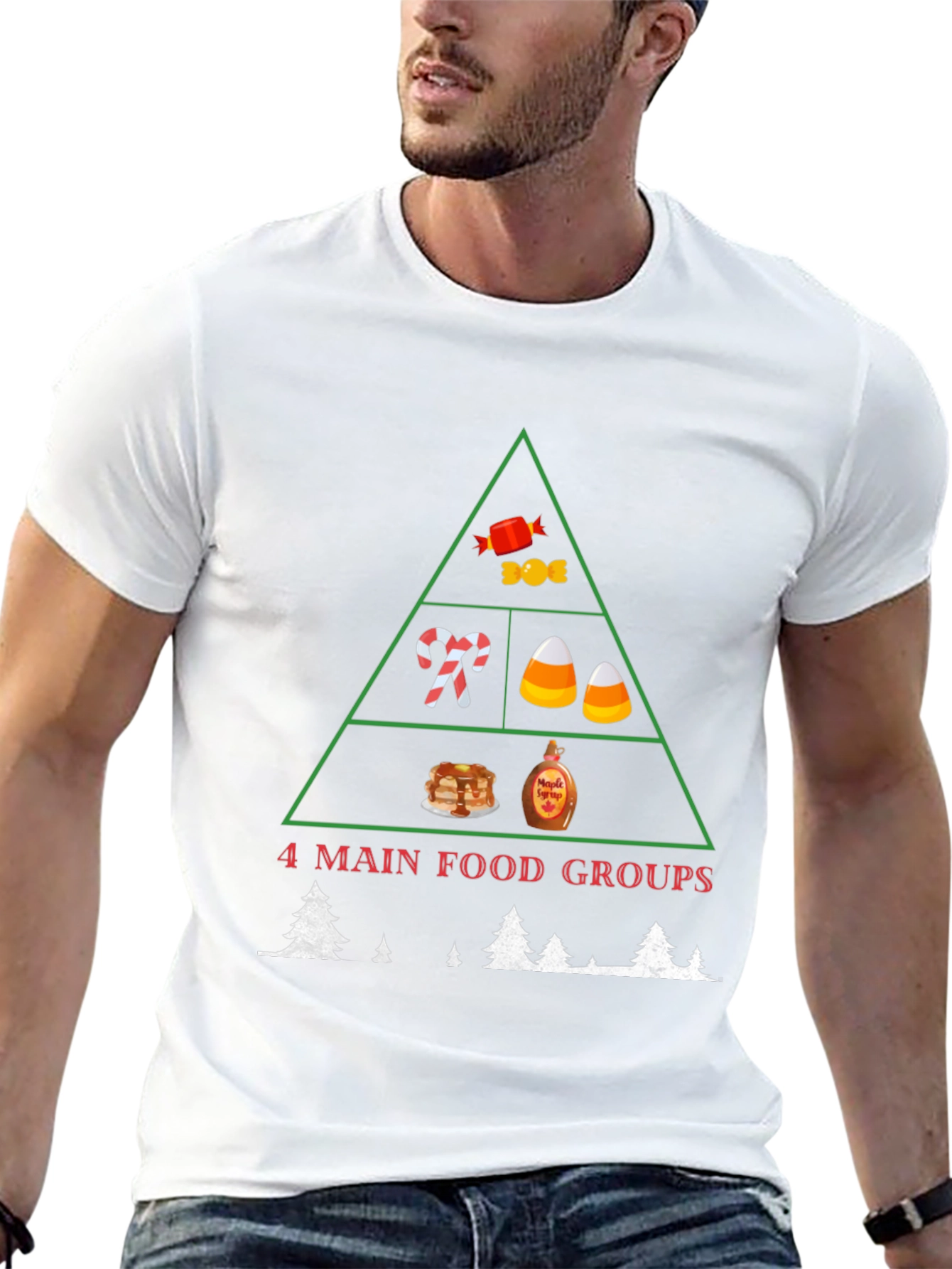4 Main Food Groups Christmas T-Shirt