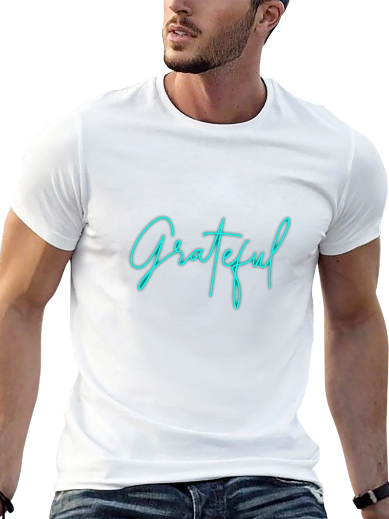 Grateful Graphic Tee - Black Crew Neck T-Shirt