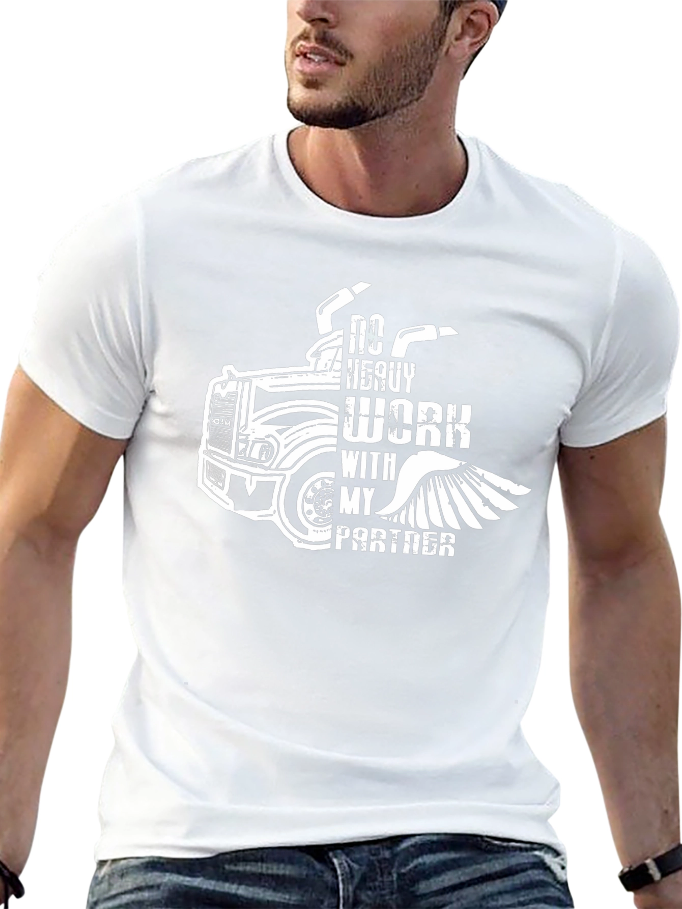 No Heavy Work Trucker T-Shirt - Black