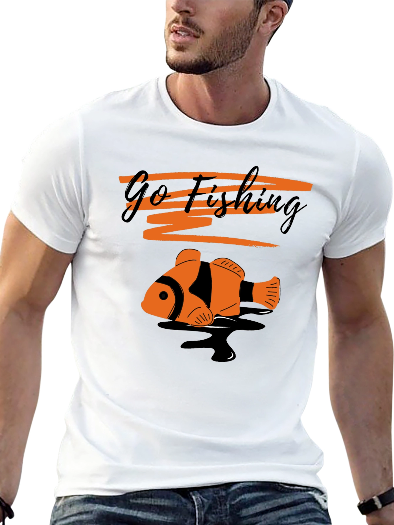 Go Fishing Clownfish Graphic Tee - Black
