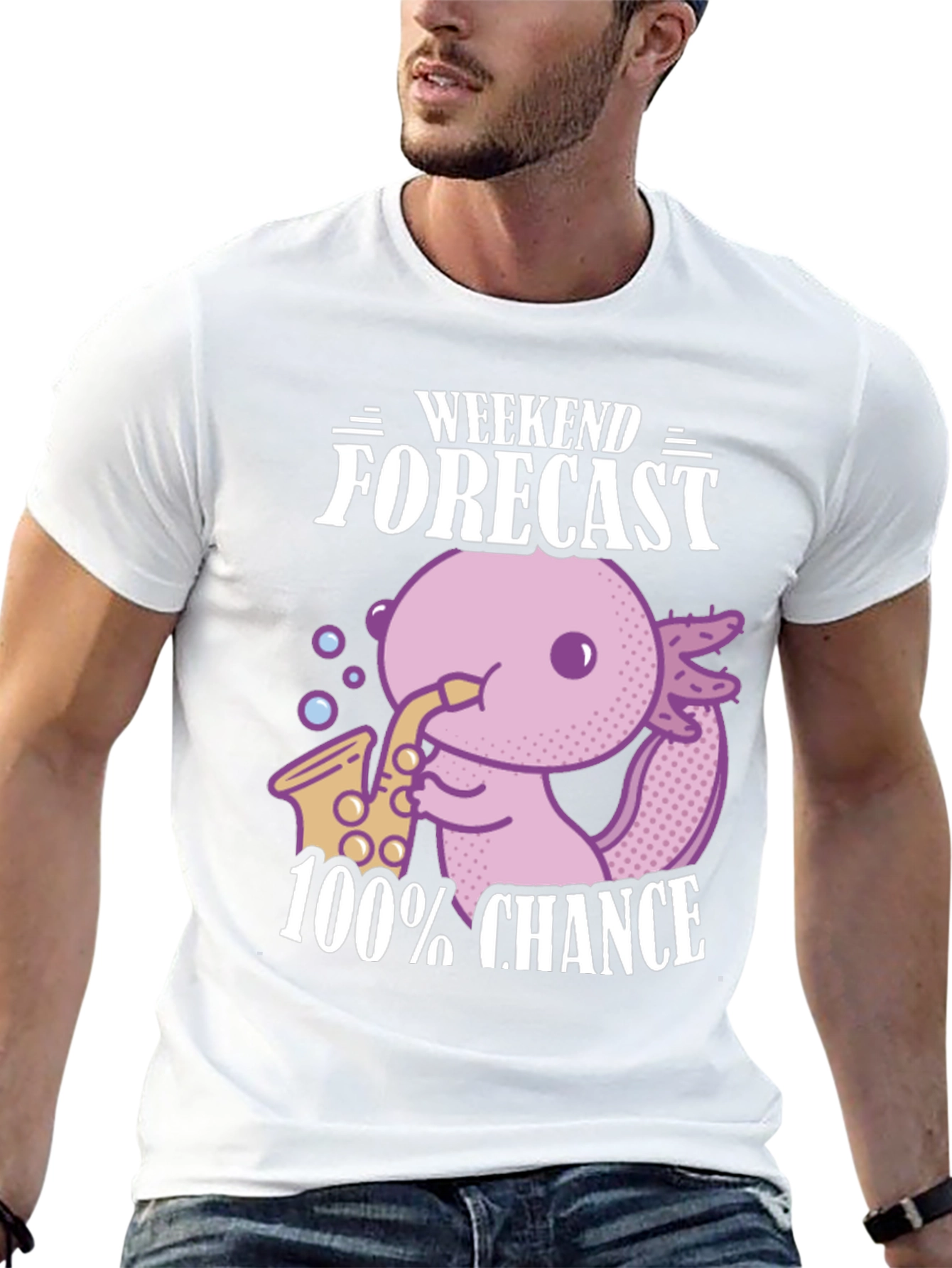 Axolotl Saxophone Weekend Forecast T-Shirt