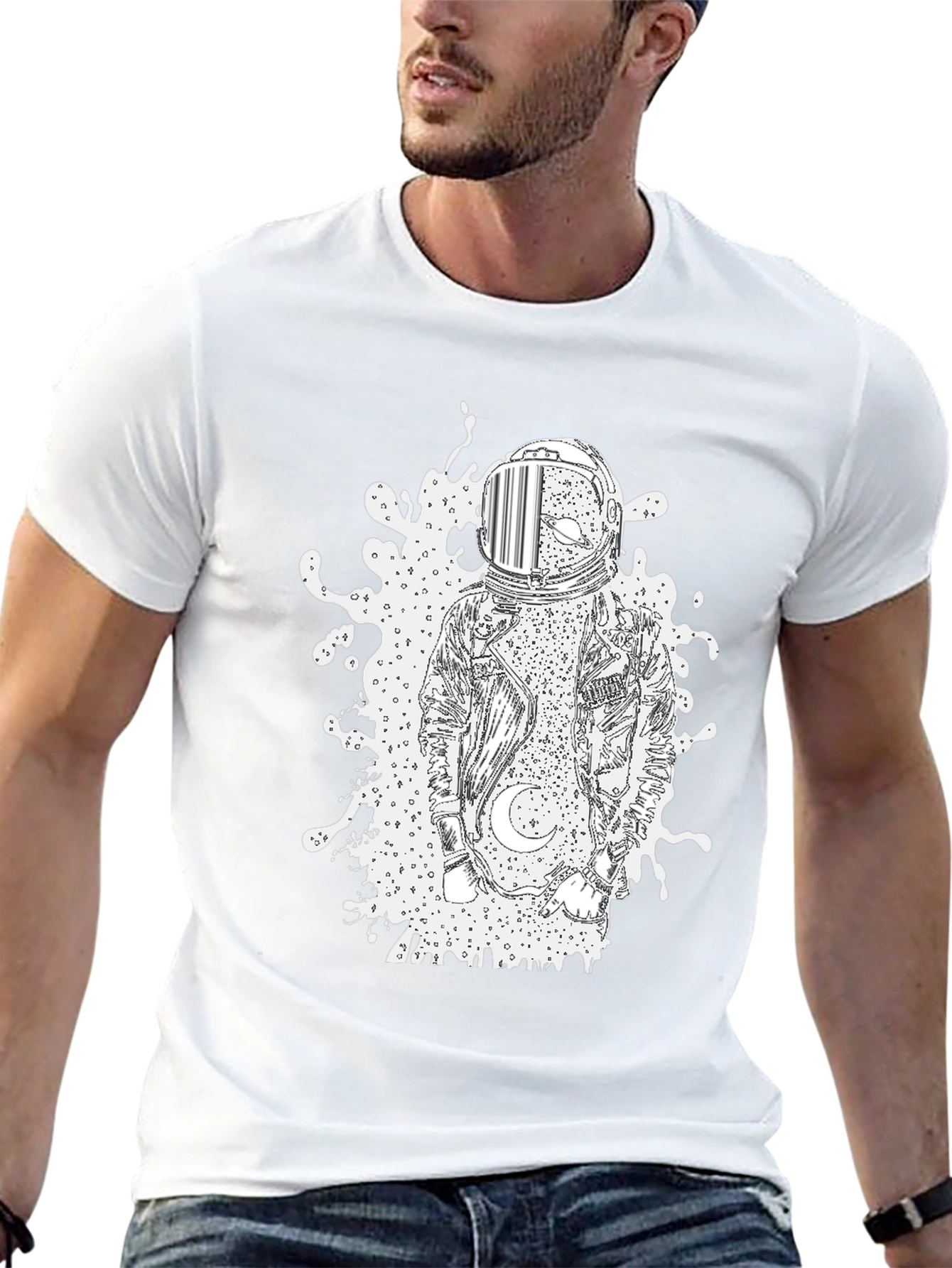 Astronaut Graphic Tee - Black Cotton Comfort