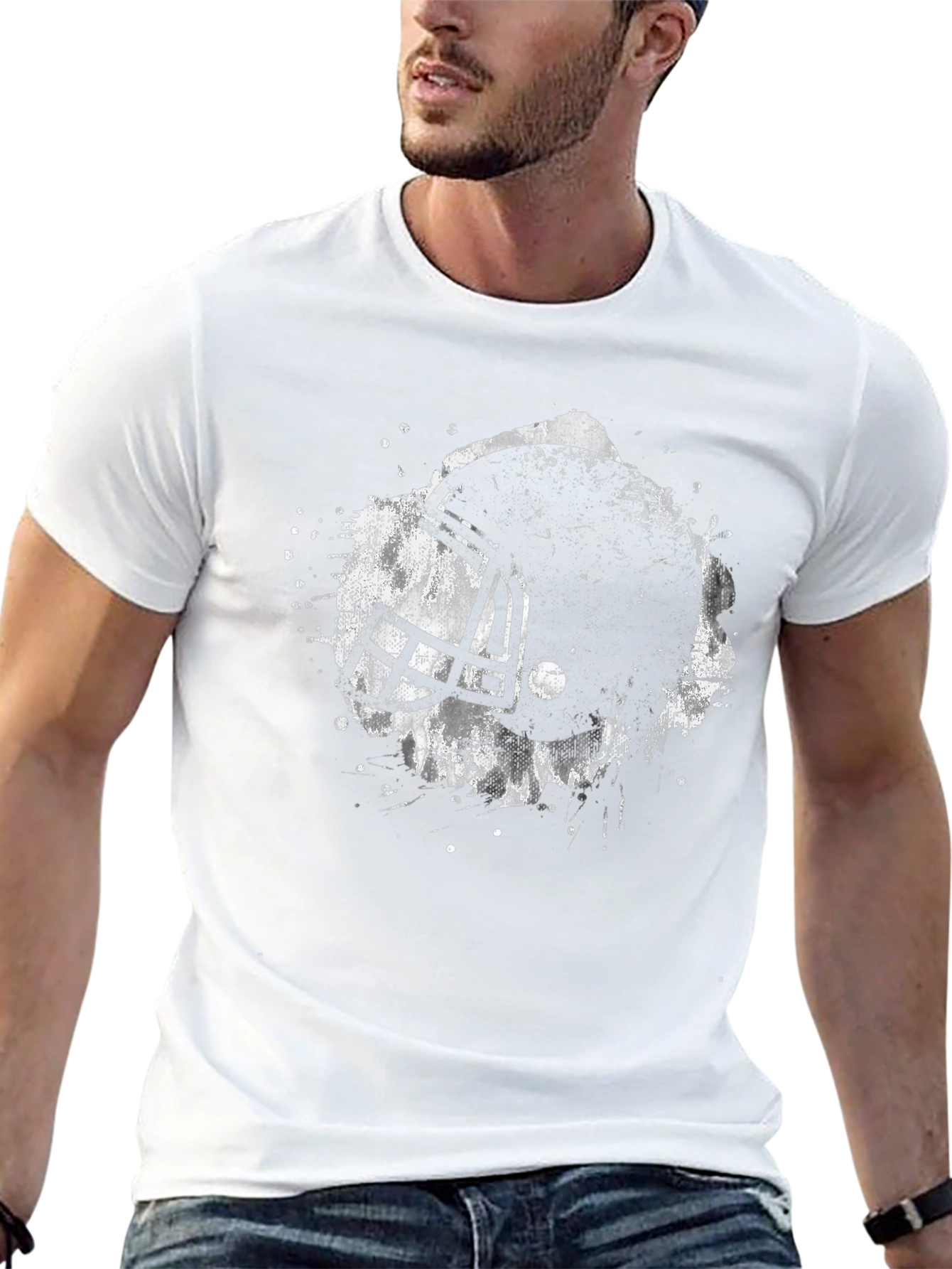 Football Helmet Graphic T-Shirt - Black