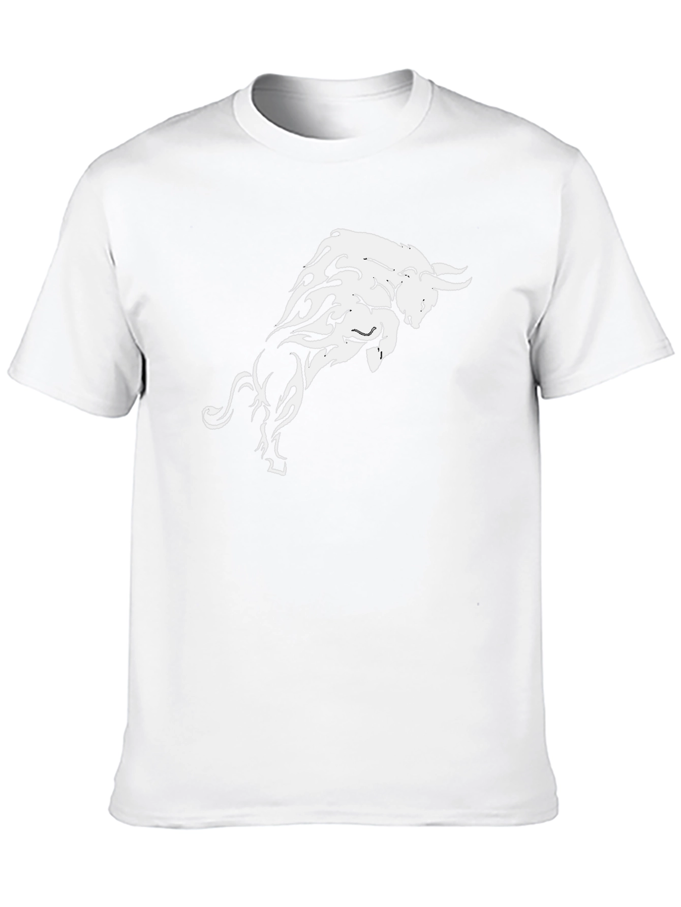 Mens Black T-Shirt with White Bull Graphic