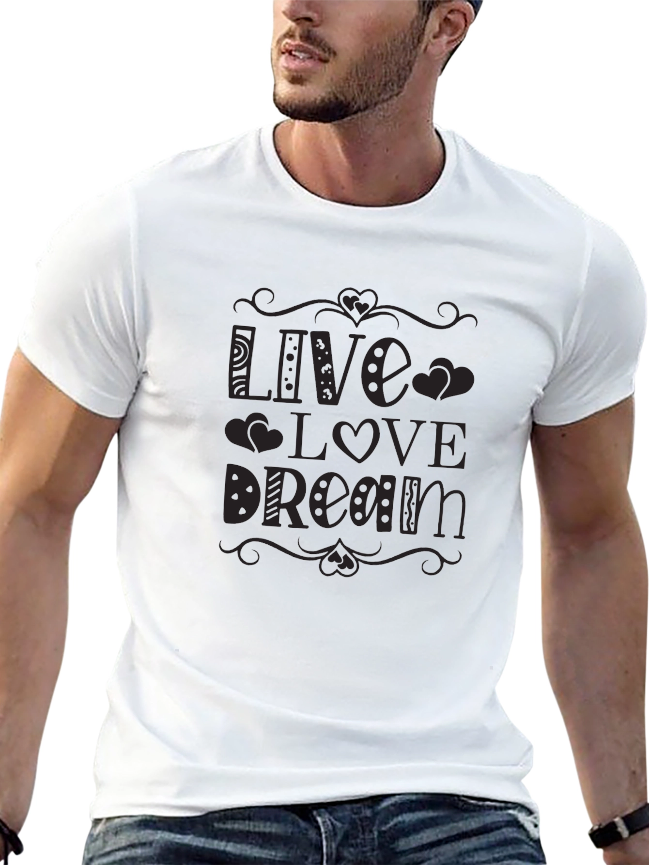 Live Love Dream Graphic Tee - Black Cotton T-Shirt