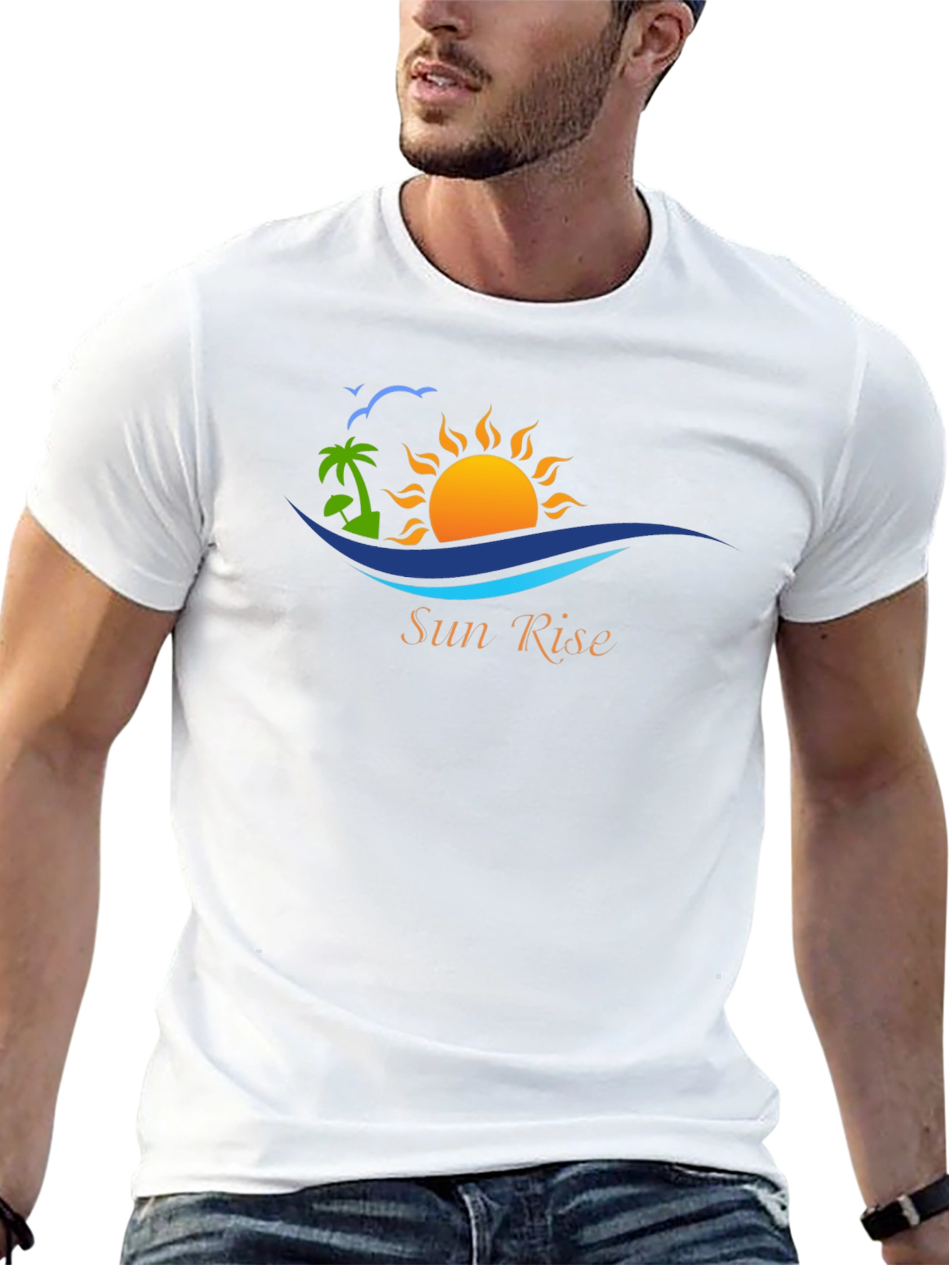 Sunrise Graphic Tee - Black Cotton T-Shirt
