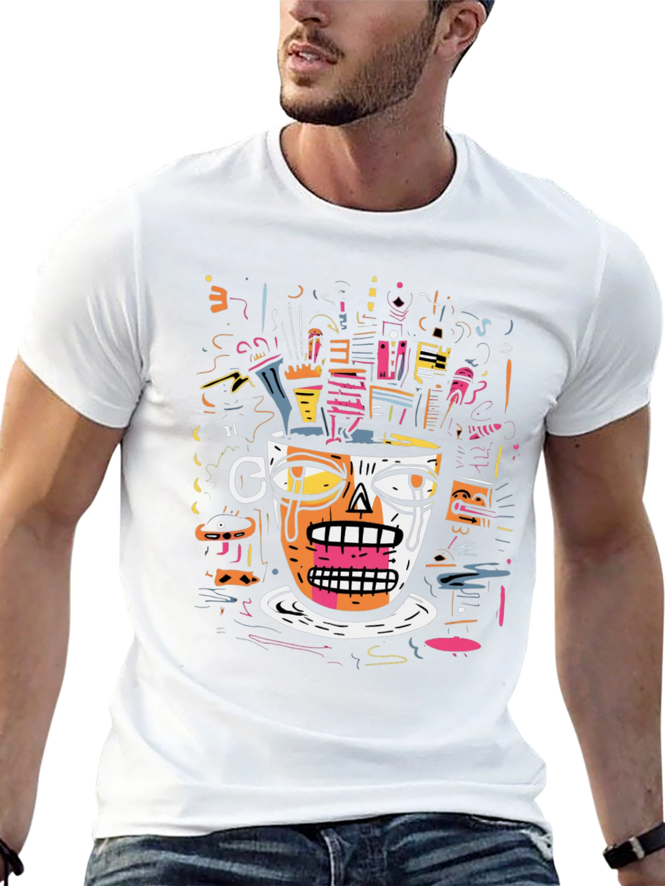 Abstract Cup Graphic Tee - Unique Design