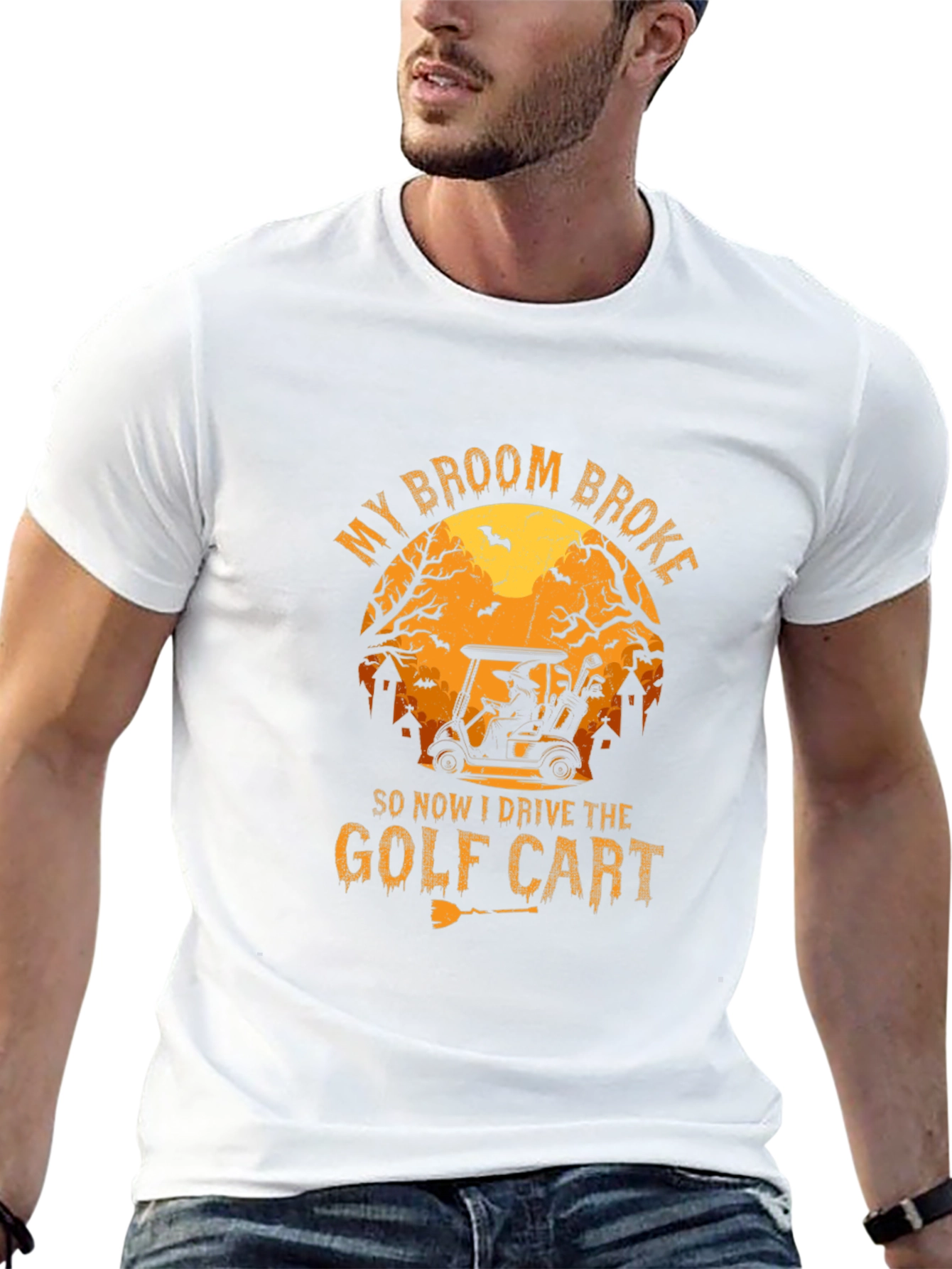 Halloween Golf Cart T-Shirt - My Broom Broke!