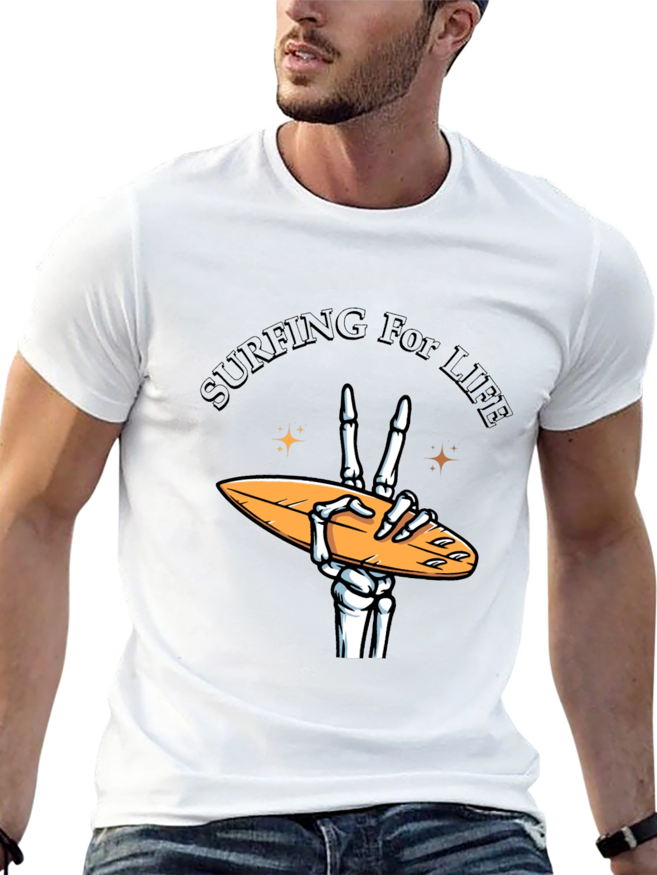 Surfing for Life Skeleton Hand T-Shirt