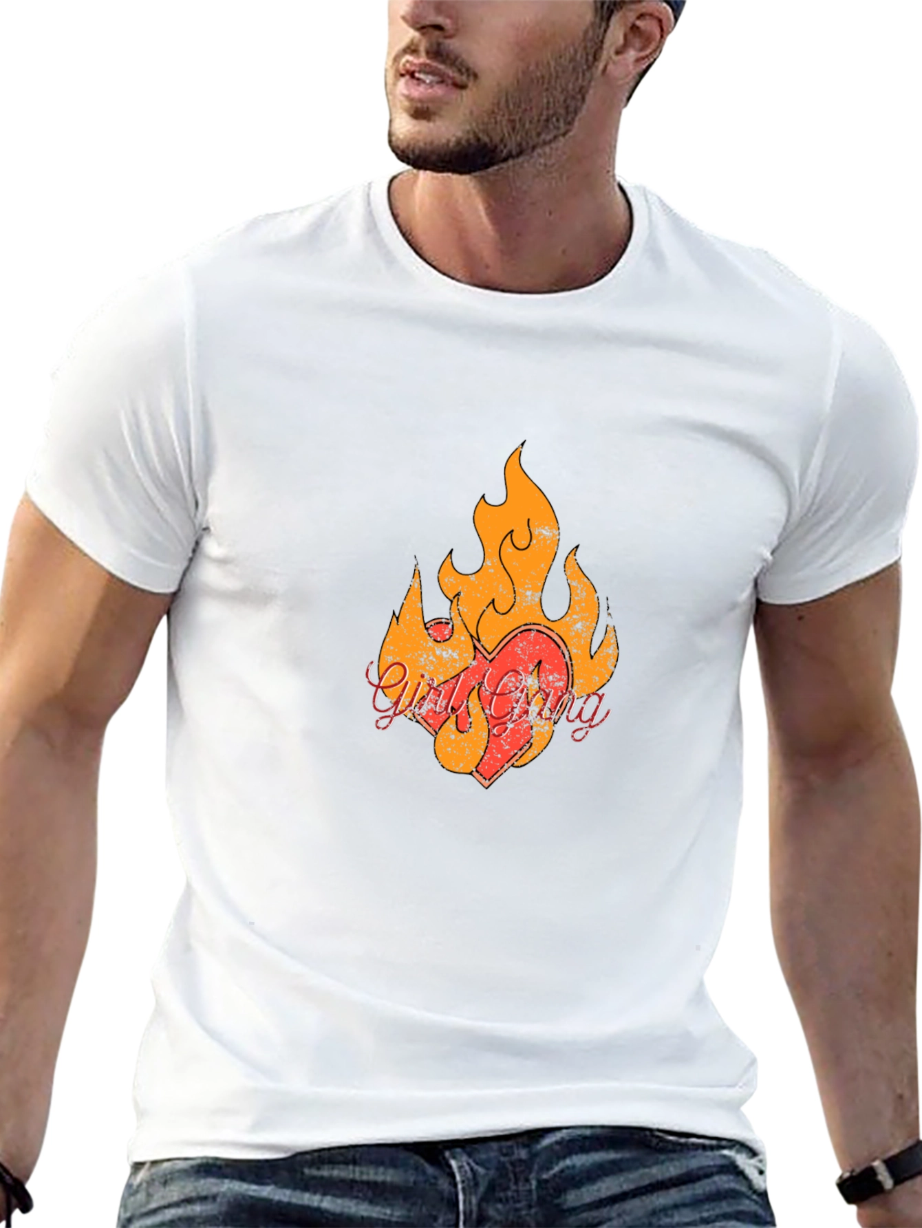 Fiery Heart Graphic Black T-Shirt
