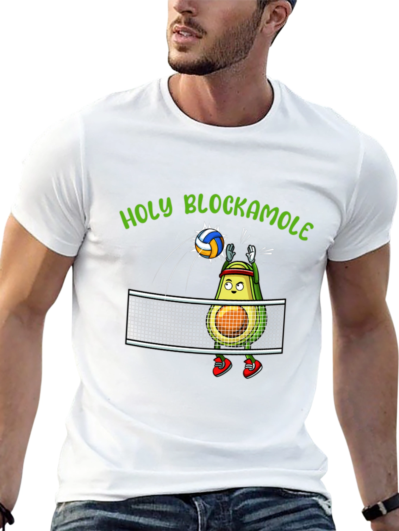 Holy Blockamole T-Shirt: Avocado Volleyball Design