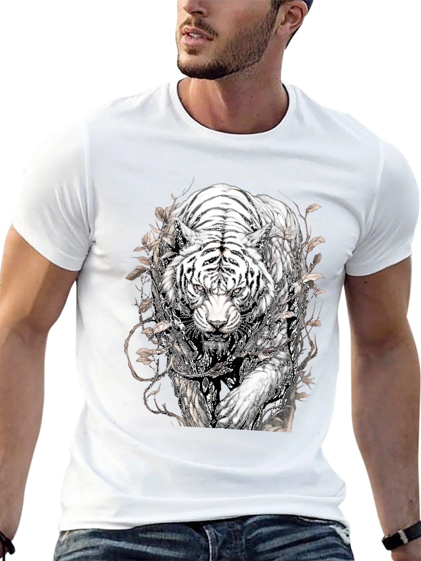 Tiger Graphic Tee - Black Stylish Animal Print T-Shirt