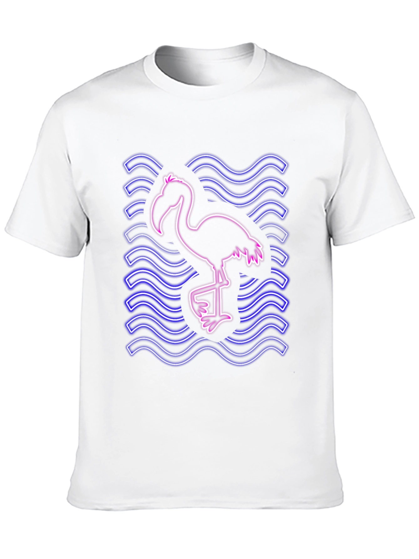 Neon Flamingo Graphic Tee - Black Cotton Shirt