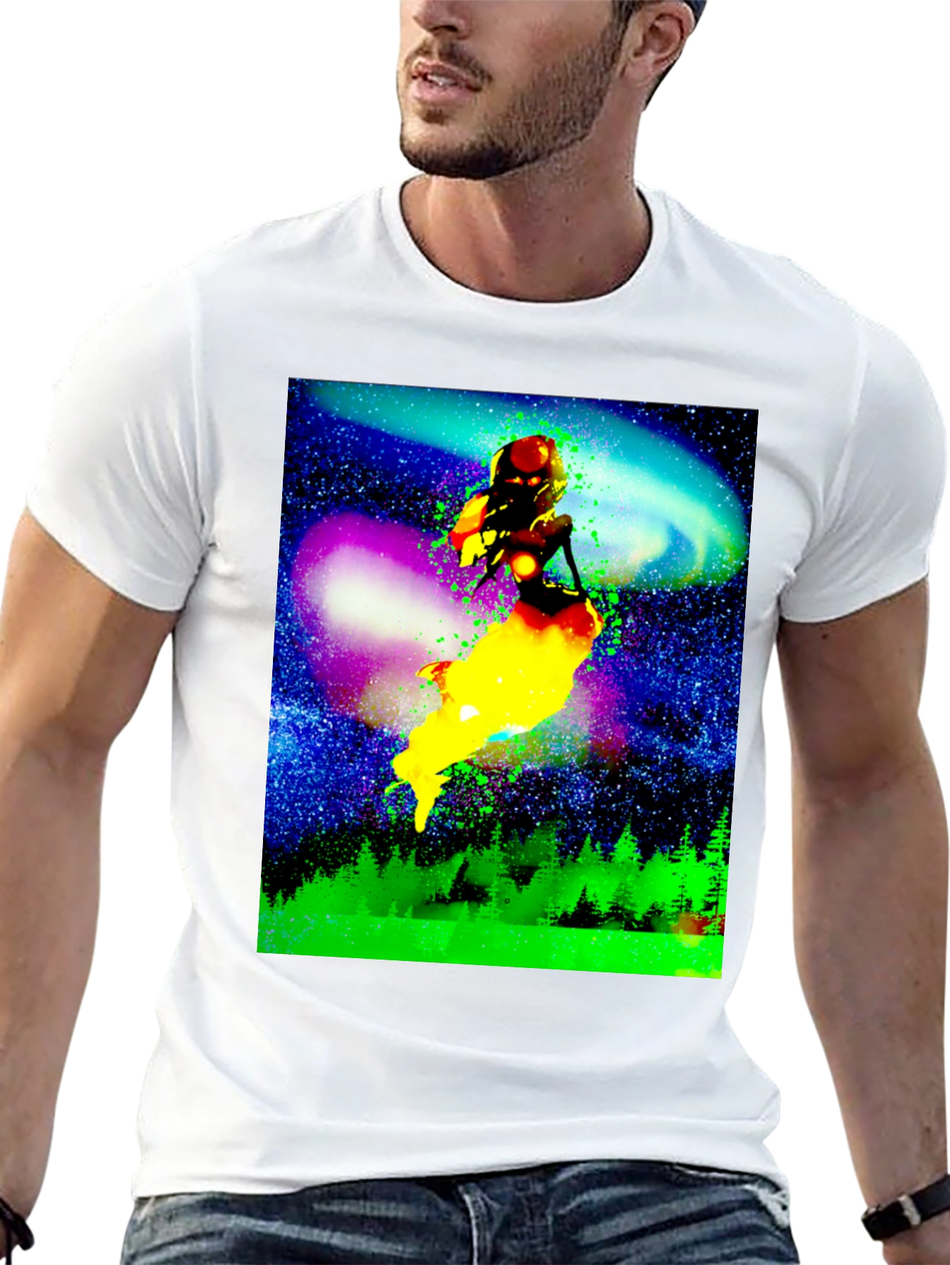 Cosmic Mermaid Graphic Tee - Unique Space Design