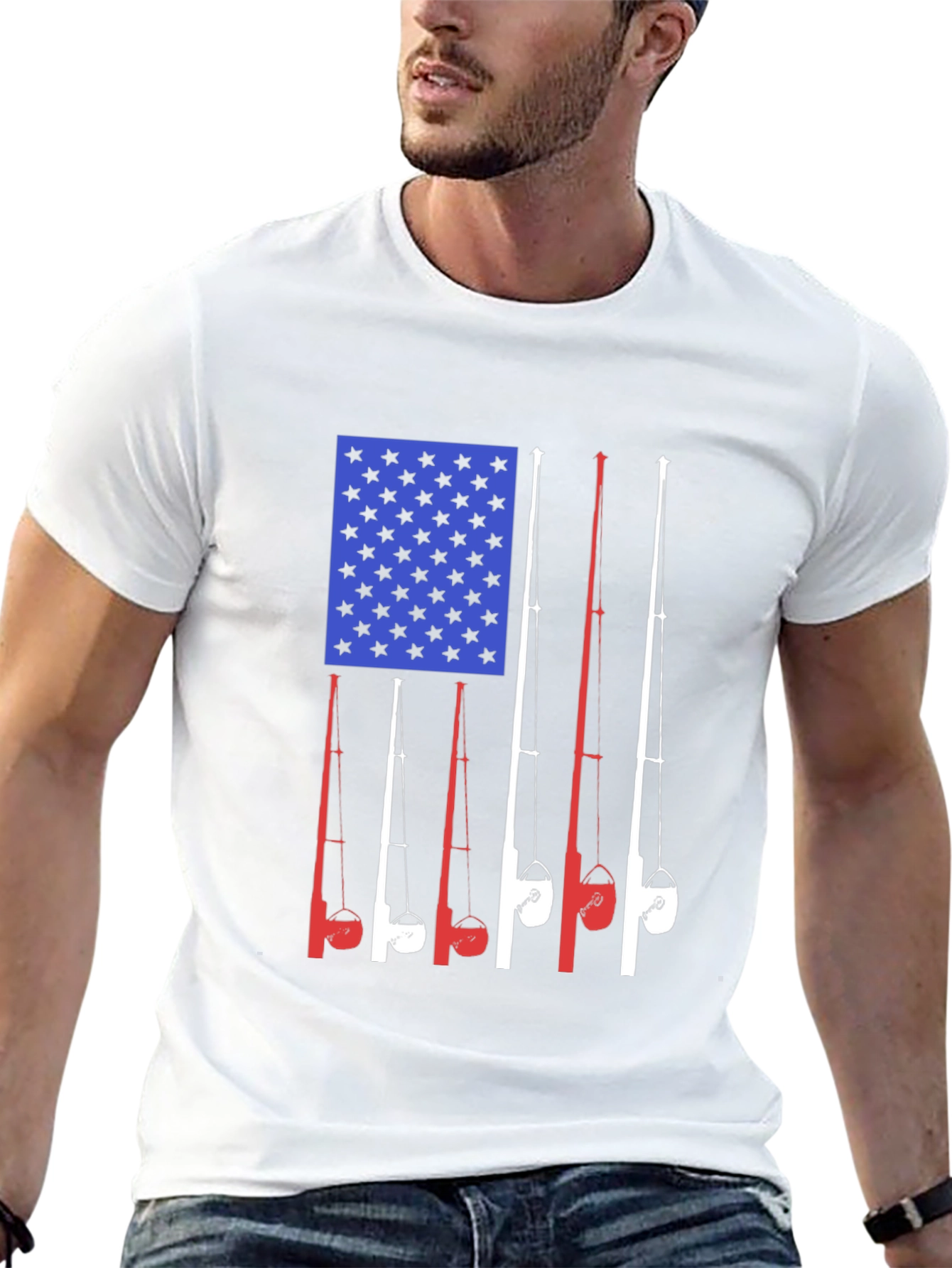 American Flag Fishing Rods T-Shirt