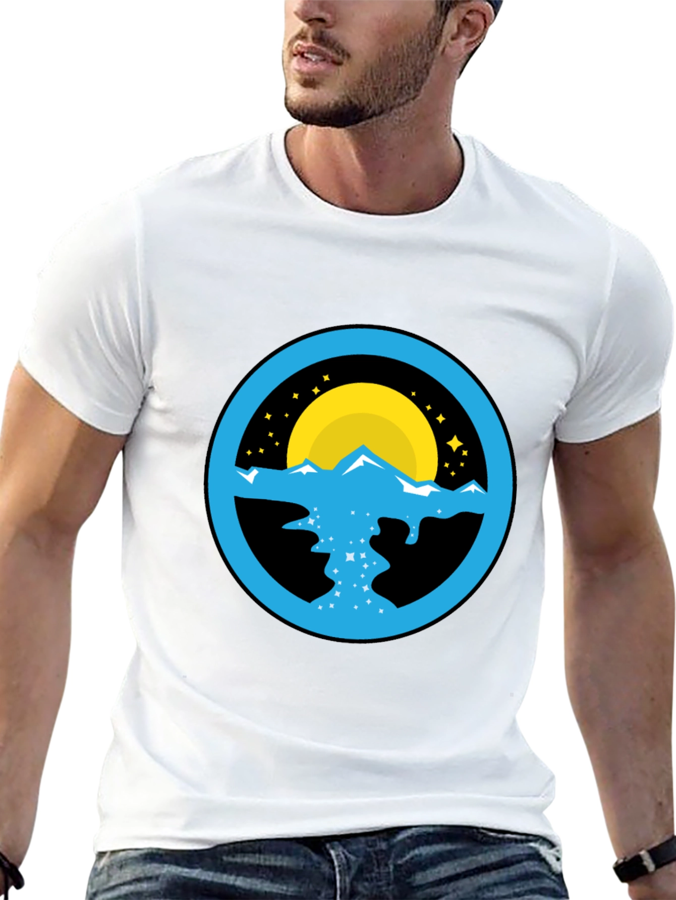Mountain River Graphic Black T-Shirt