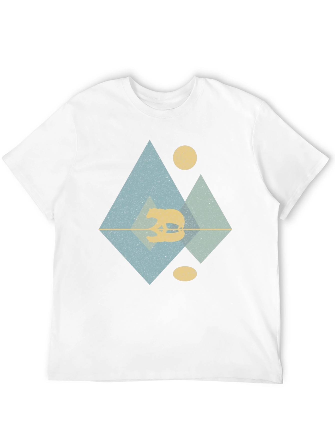 Geometric Bear Graphic Tee - Black