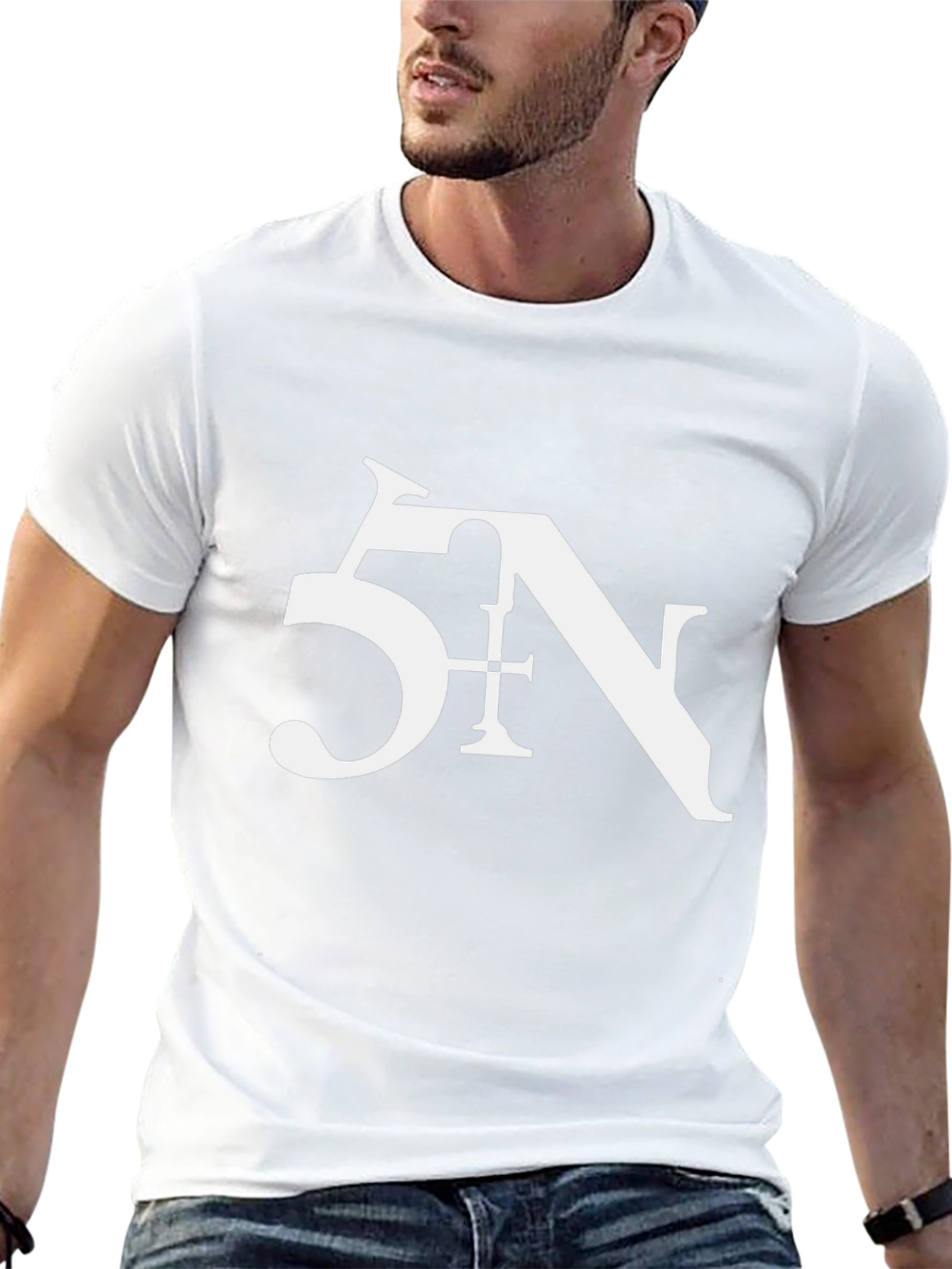 Stylish Black Tee with Bold 5N Graphic Print