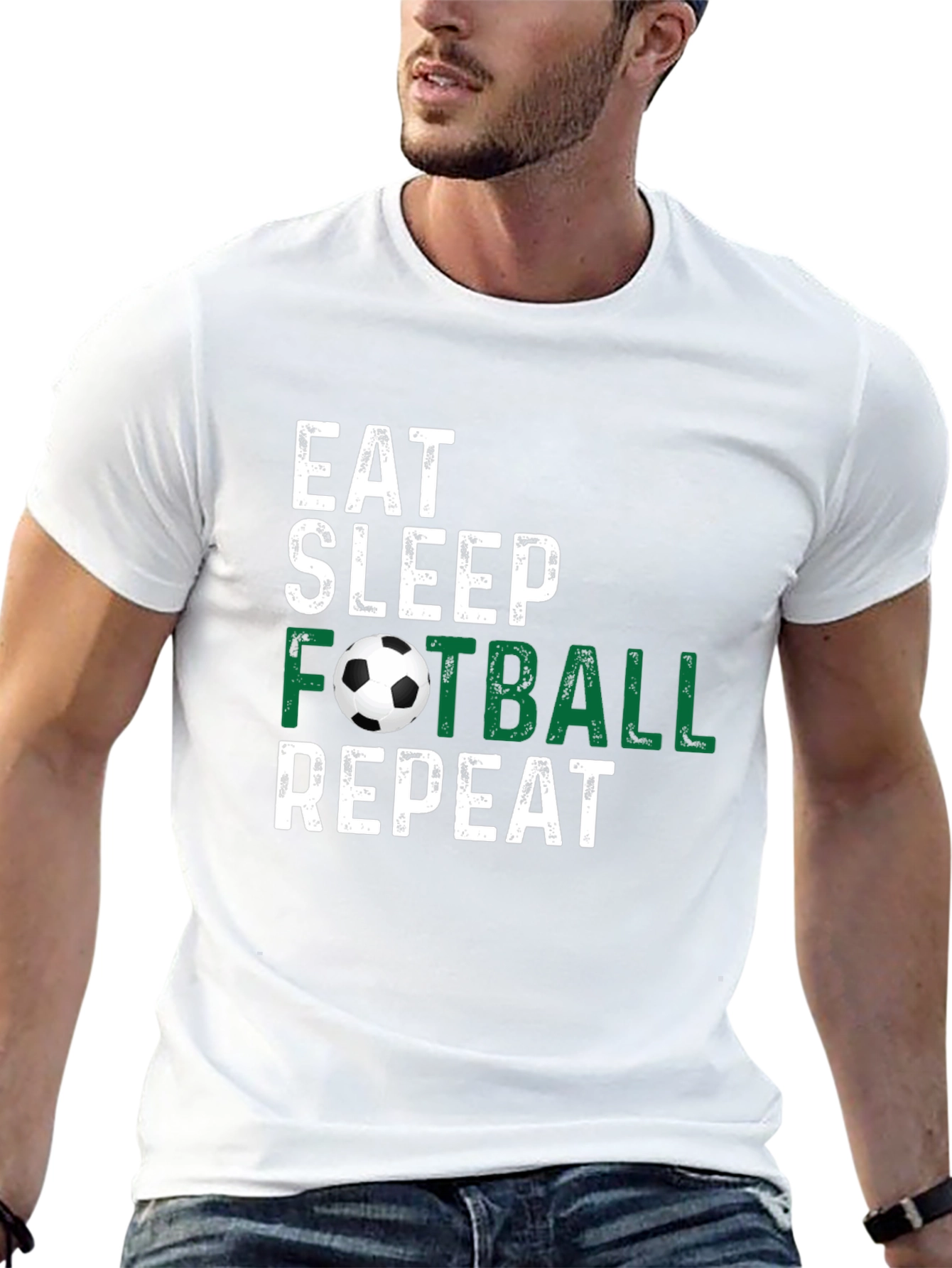 Eat Sleep Football Repeat Black T-Shirt