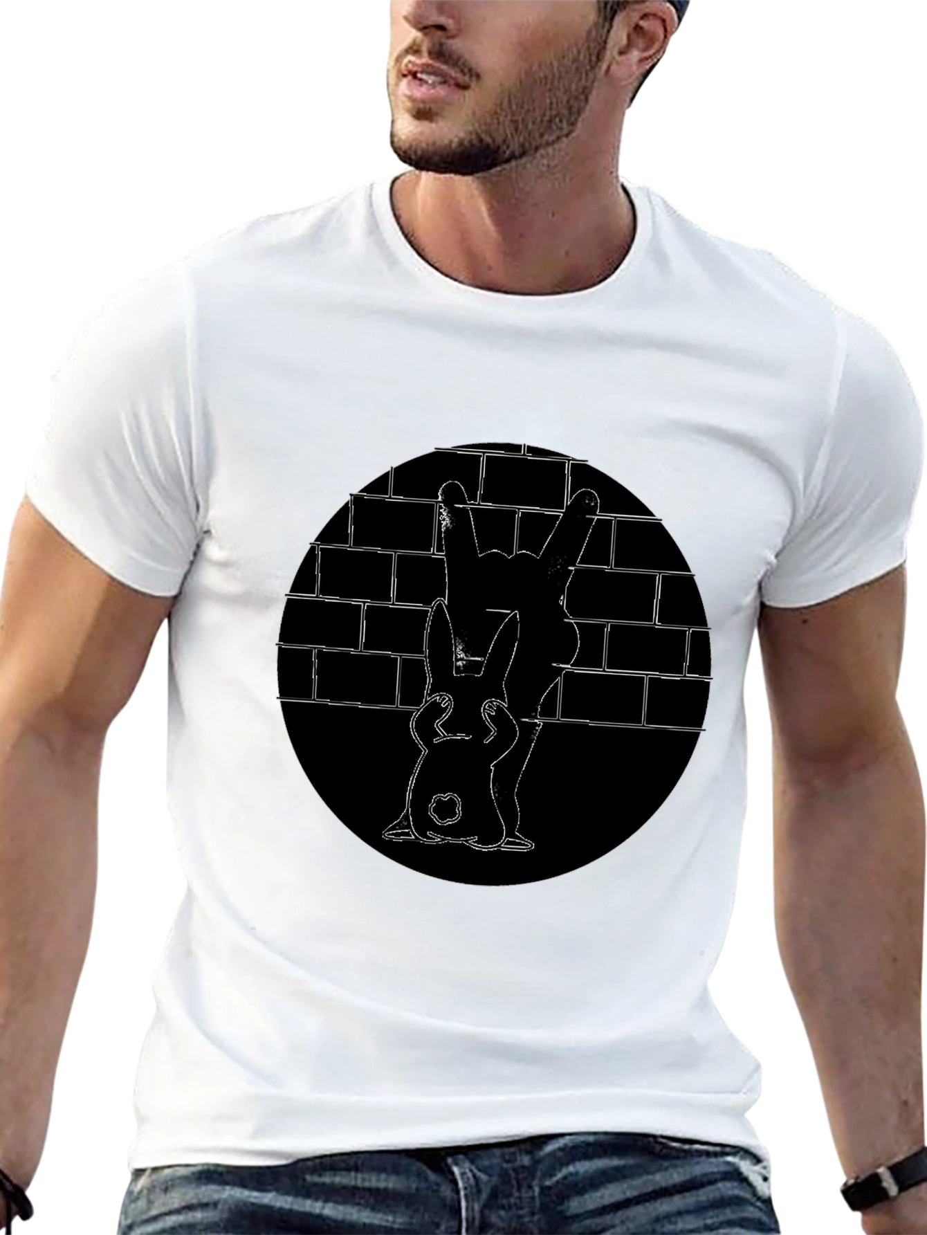 Black Bunny Brick Wall Graphic Tee