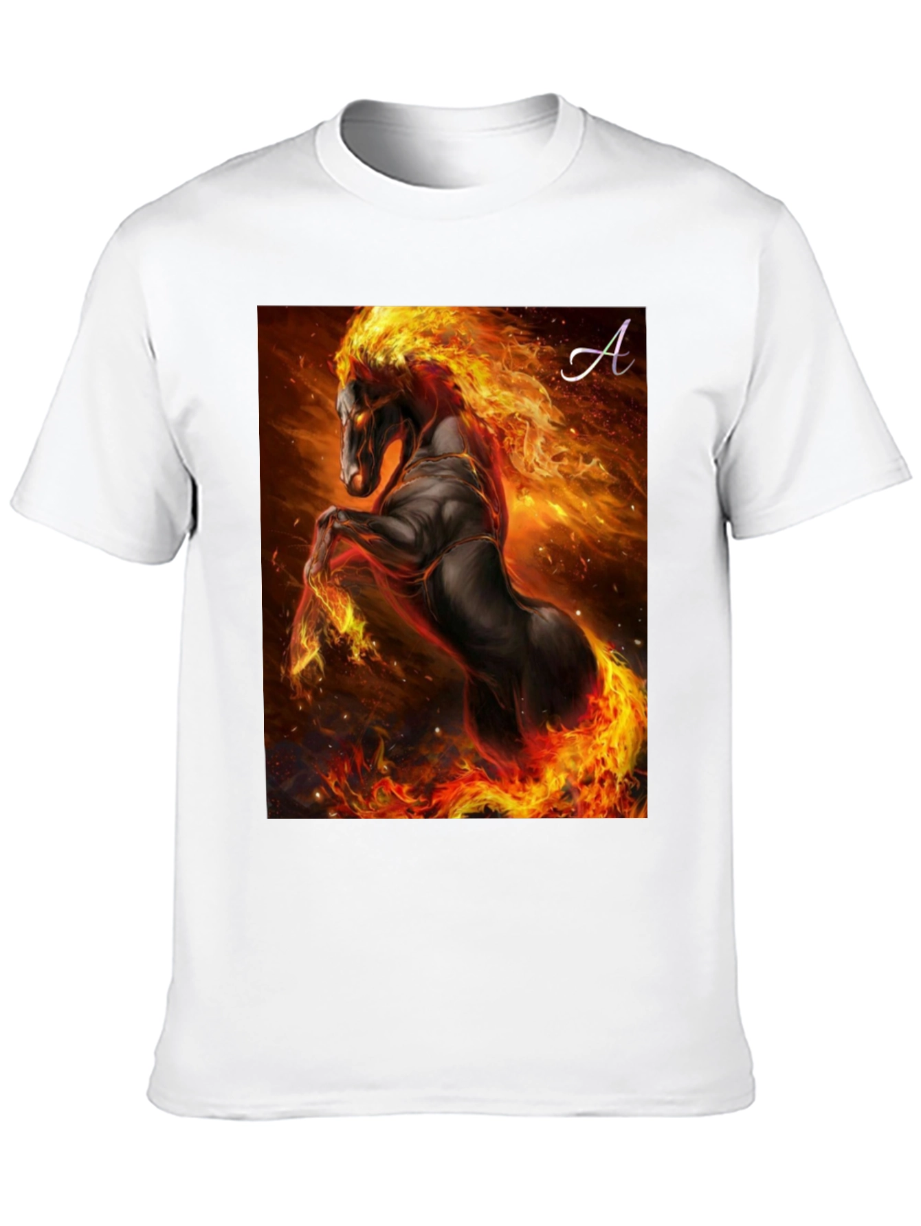 Fiery Horse Graphic T-Shirt - Black