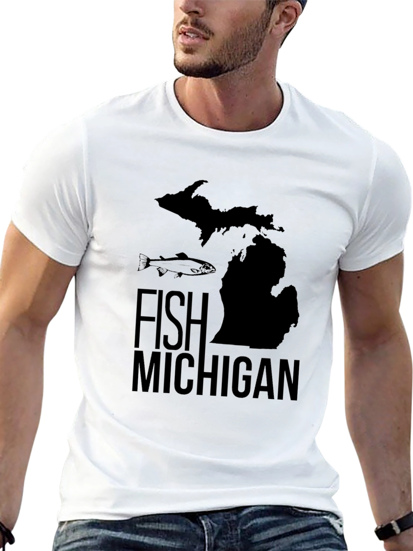 Fish Michigan Graphic Tee - Black Cotton T-Shirt