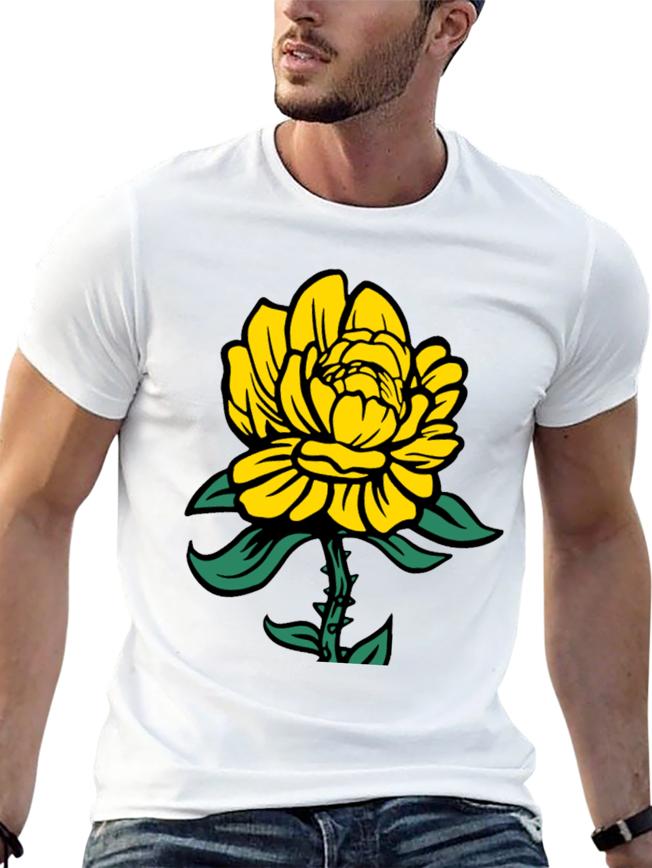 Yellow Floral Graphic T-Shirt - Soft Cotton Tee