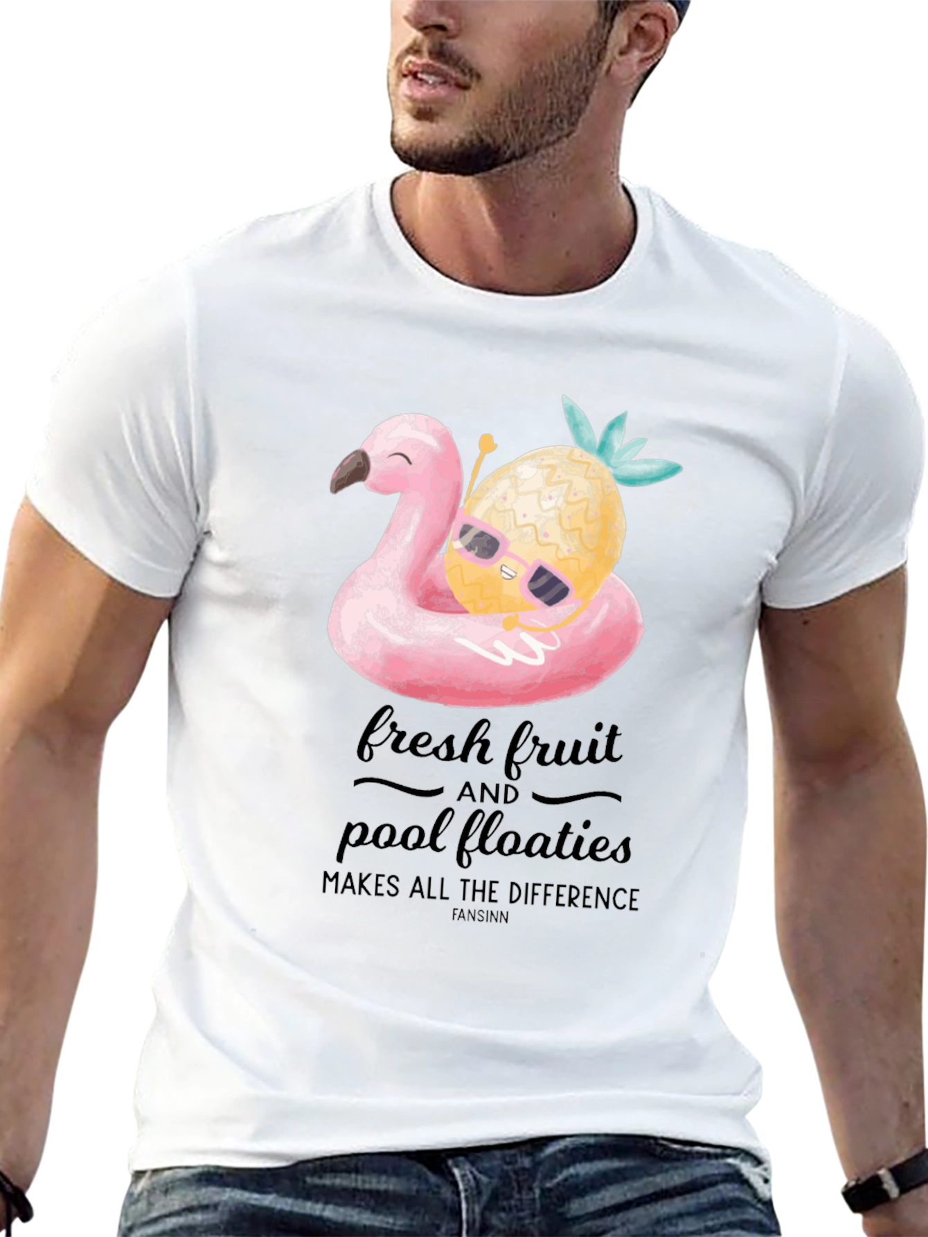 Fun Flamingo & Pineapple Graphic T-Shirt