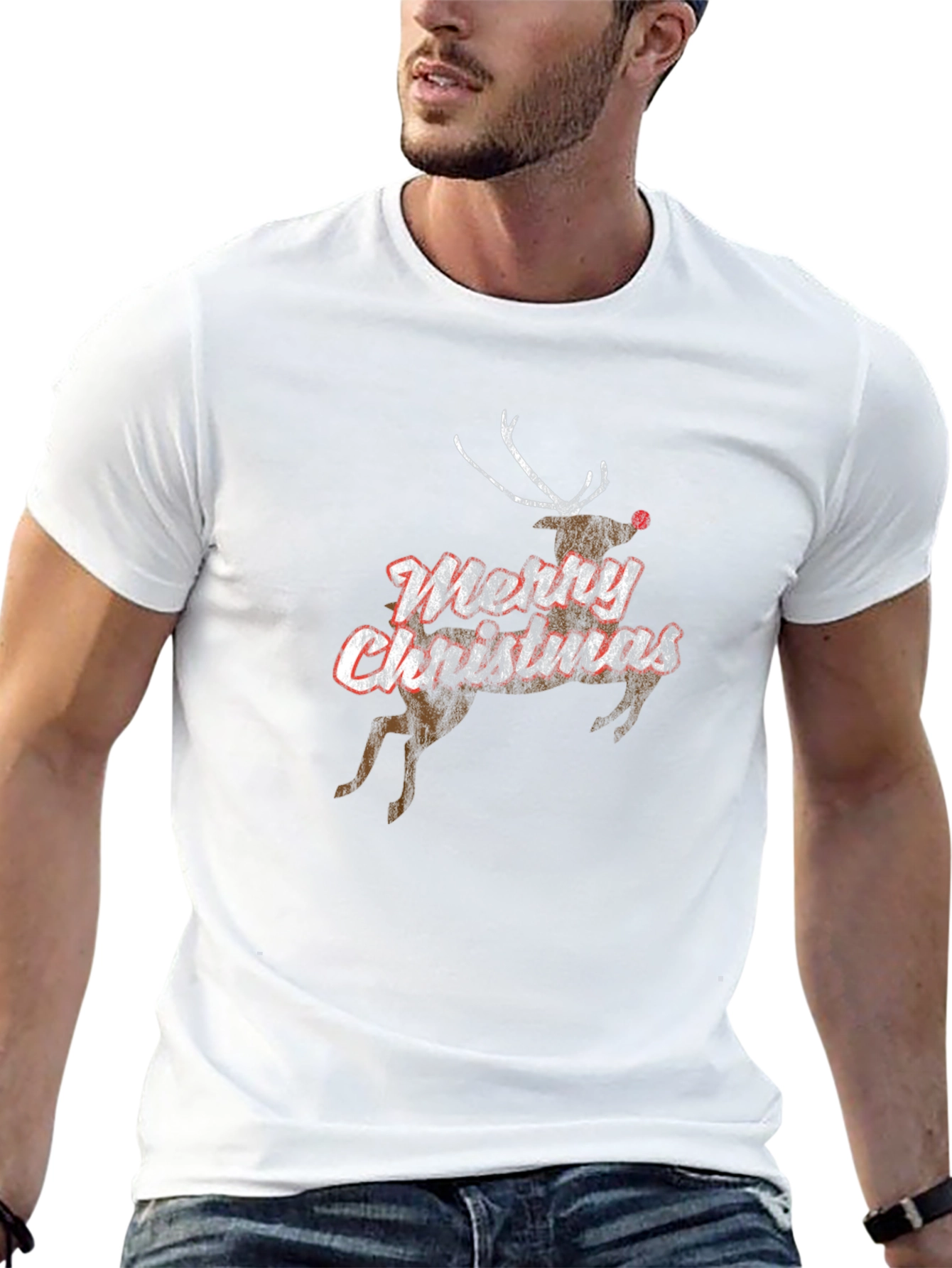 Merry Christmas Reindeer Graphic T-Shirt