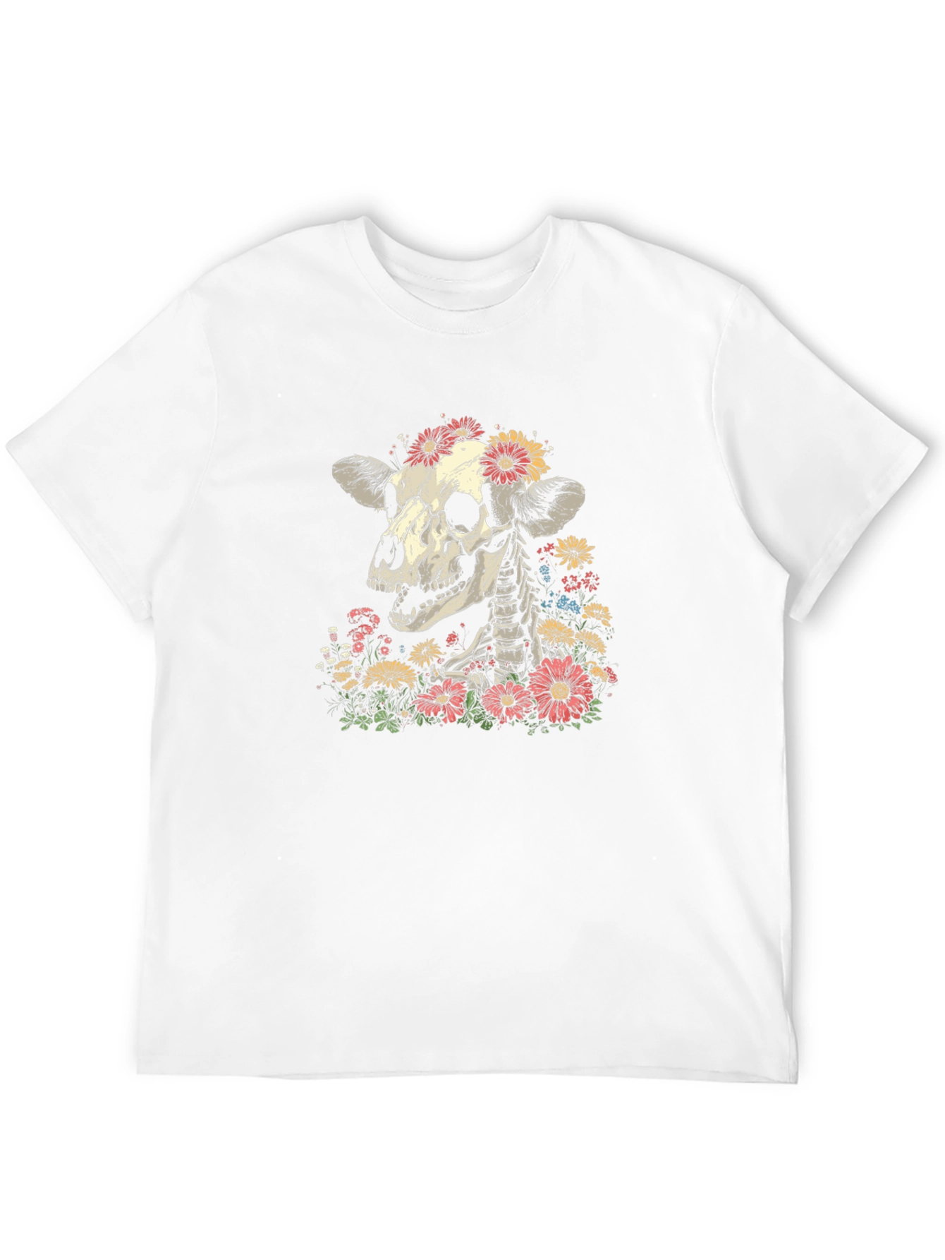 Floral Skull Graphic T-Shirt - Black
