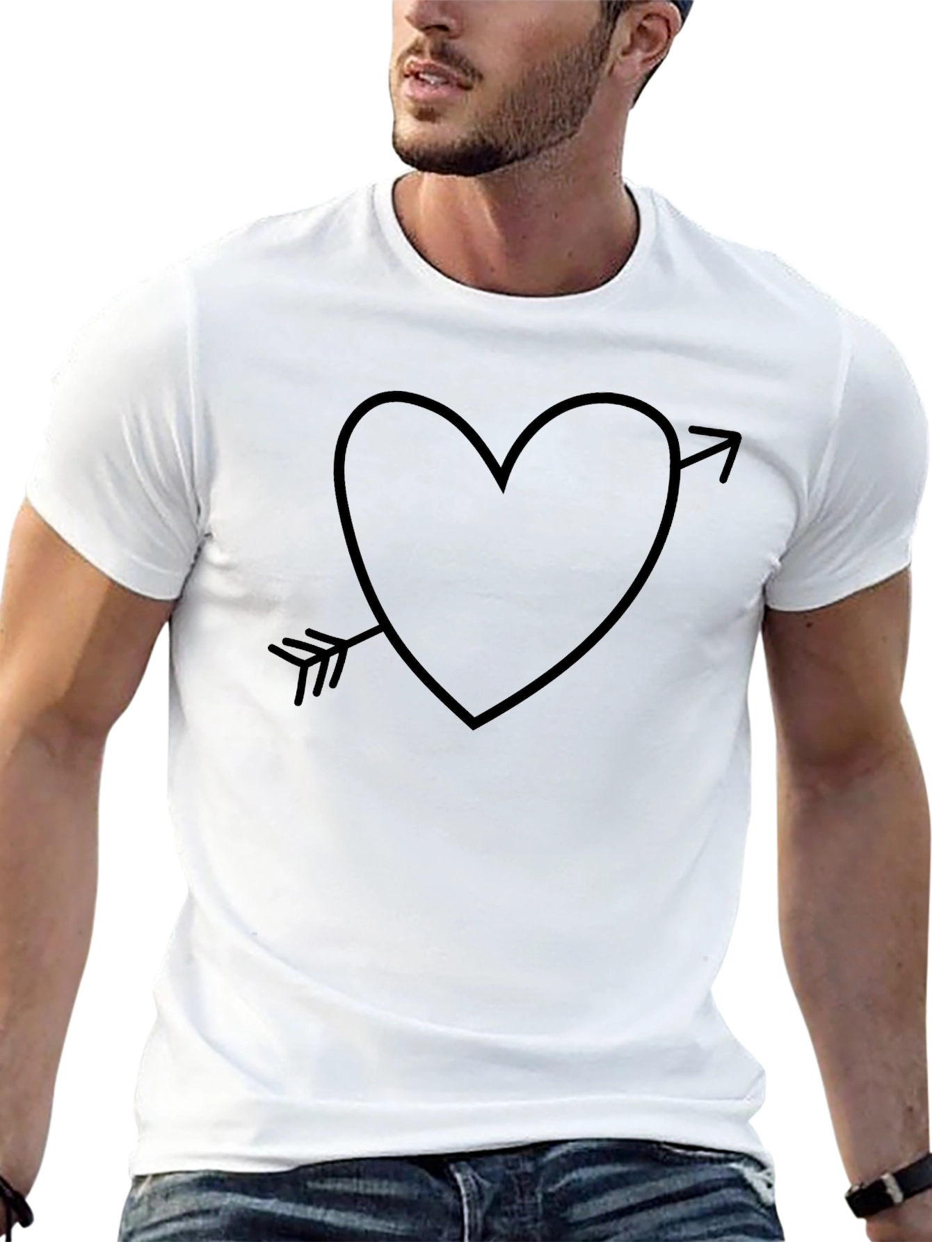 Heart Arrow Graphic T-Shirt - Casual Black Tee