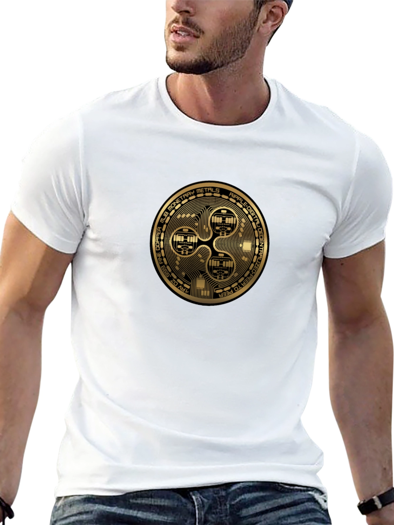 Ripple XRP Crypto Gold Coin Black T-Shirt