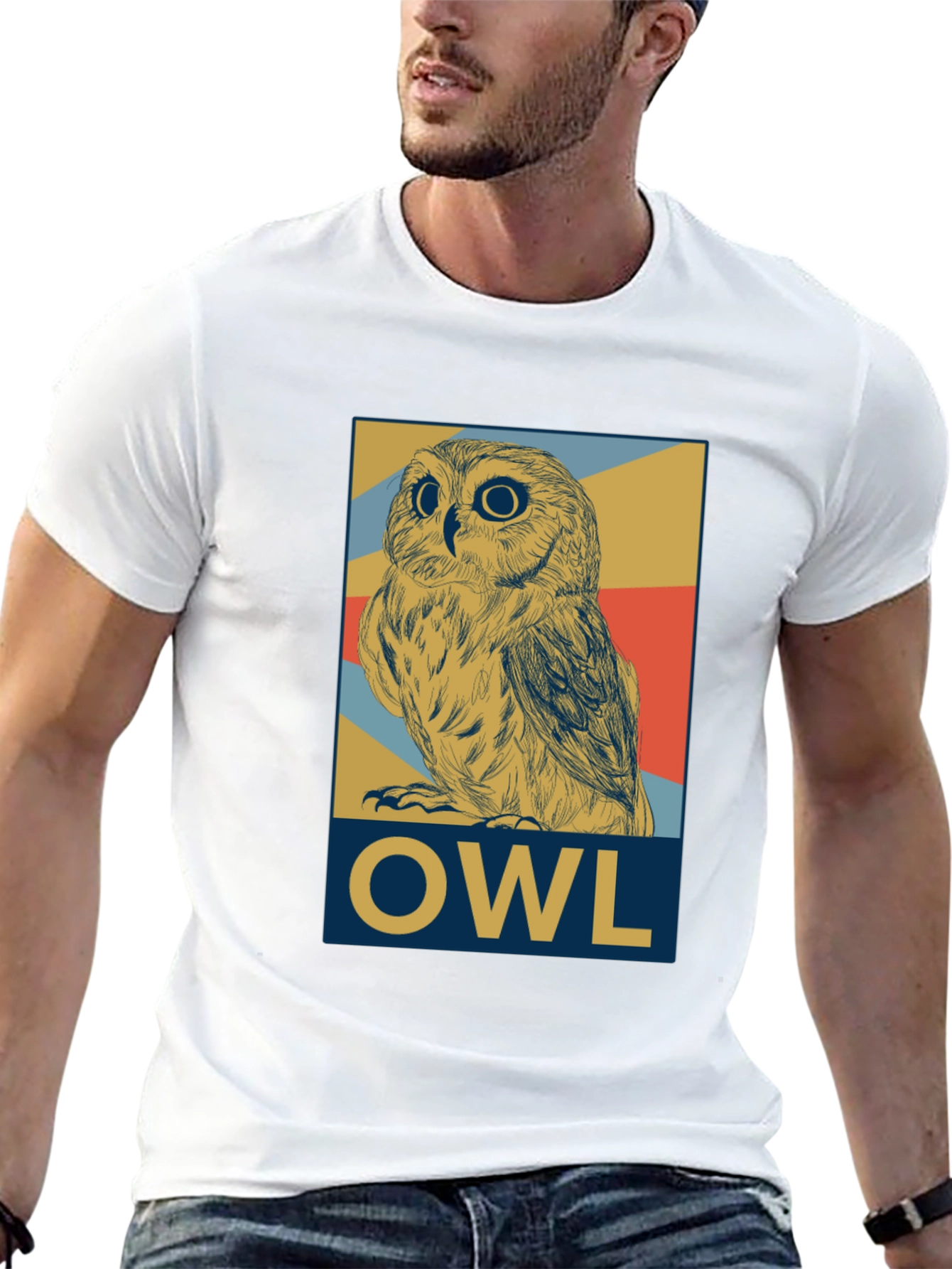 Owl Graphic Print Tee - Mens Black T-Shirt