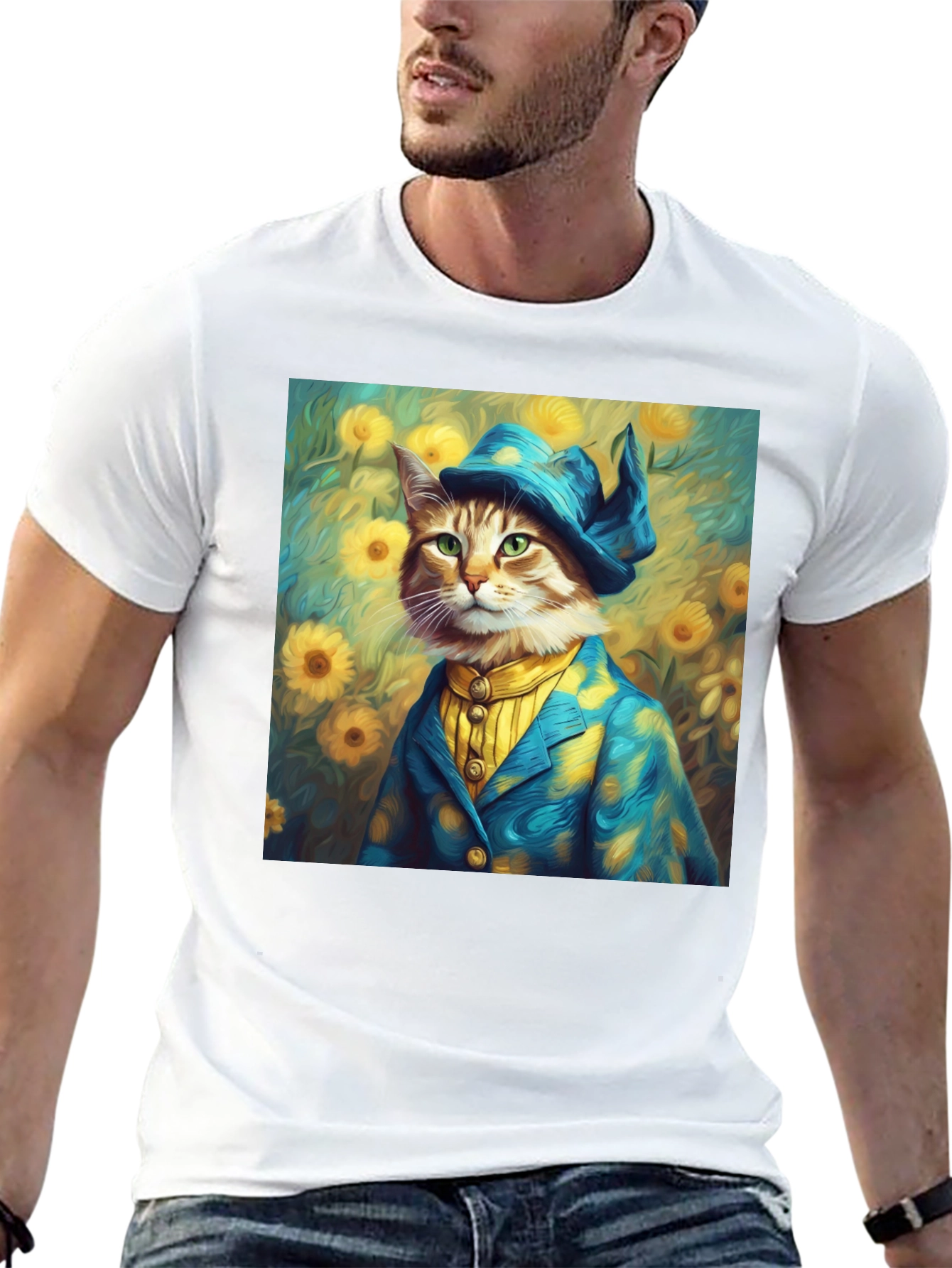 Dapper Cat Portrait T-Shirt