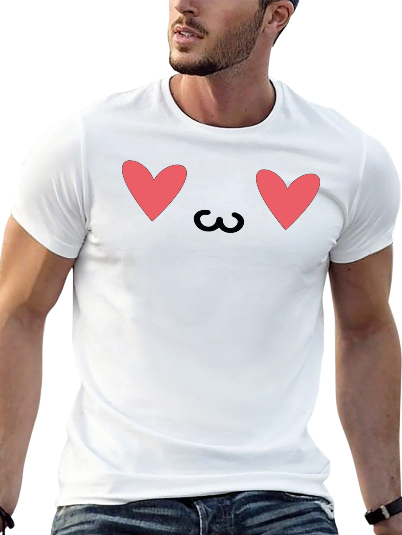 Cute Heart Eyes Emoji Graphic Tee - Black