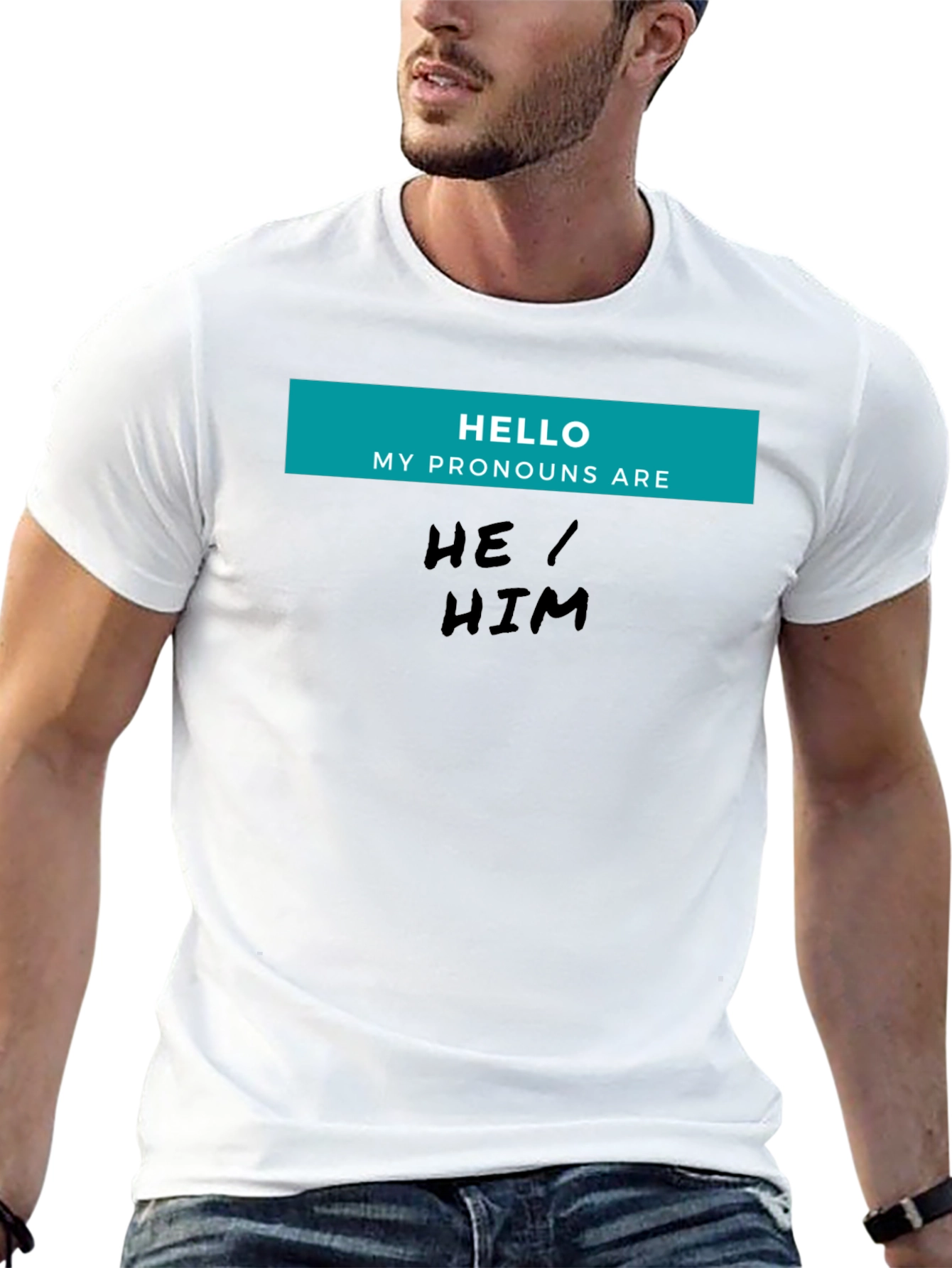 He/Him Pronoun T-Shirt - Black Unisex