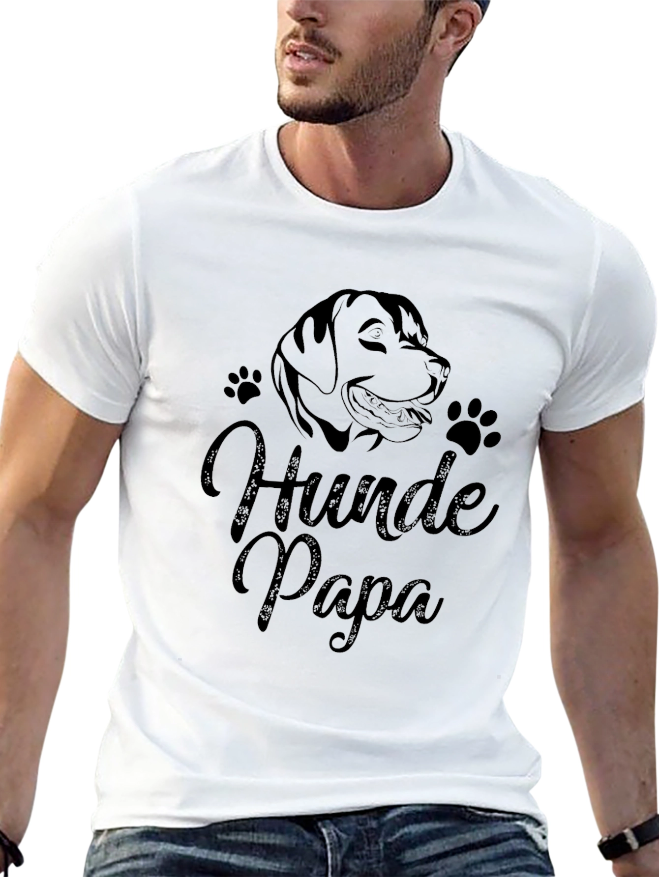 Hunde Papa Dog Lover T-Shirt - Black
