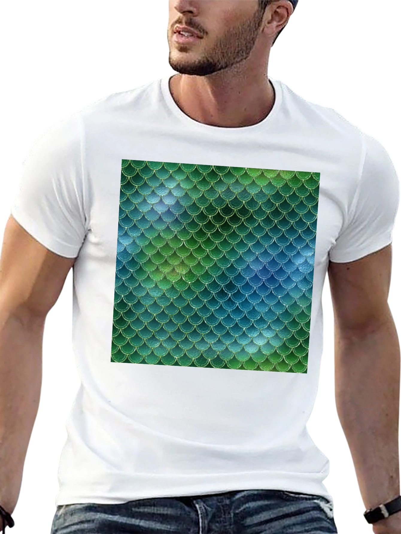 Mermaid Scale Tee - Black Stylish Casual T-Shirt