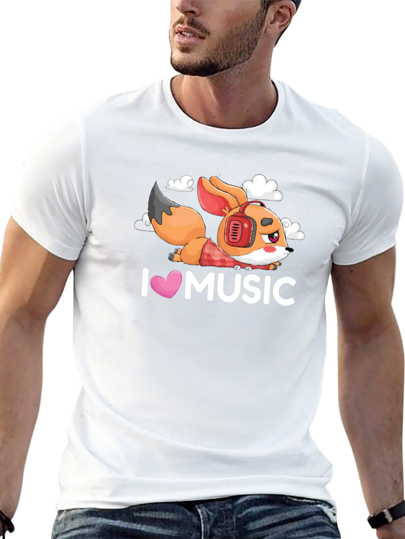 I Love Music Fox Black T-Shirt