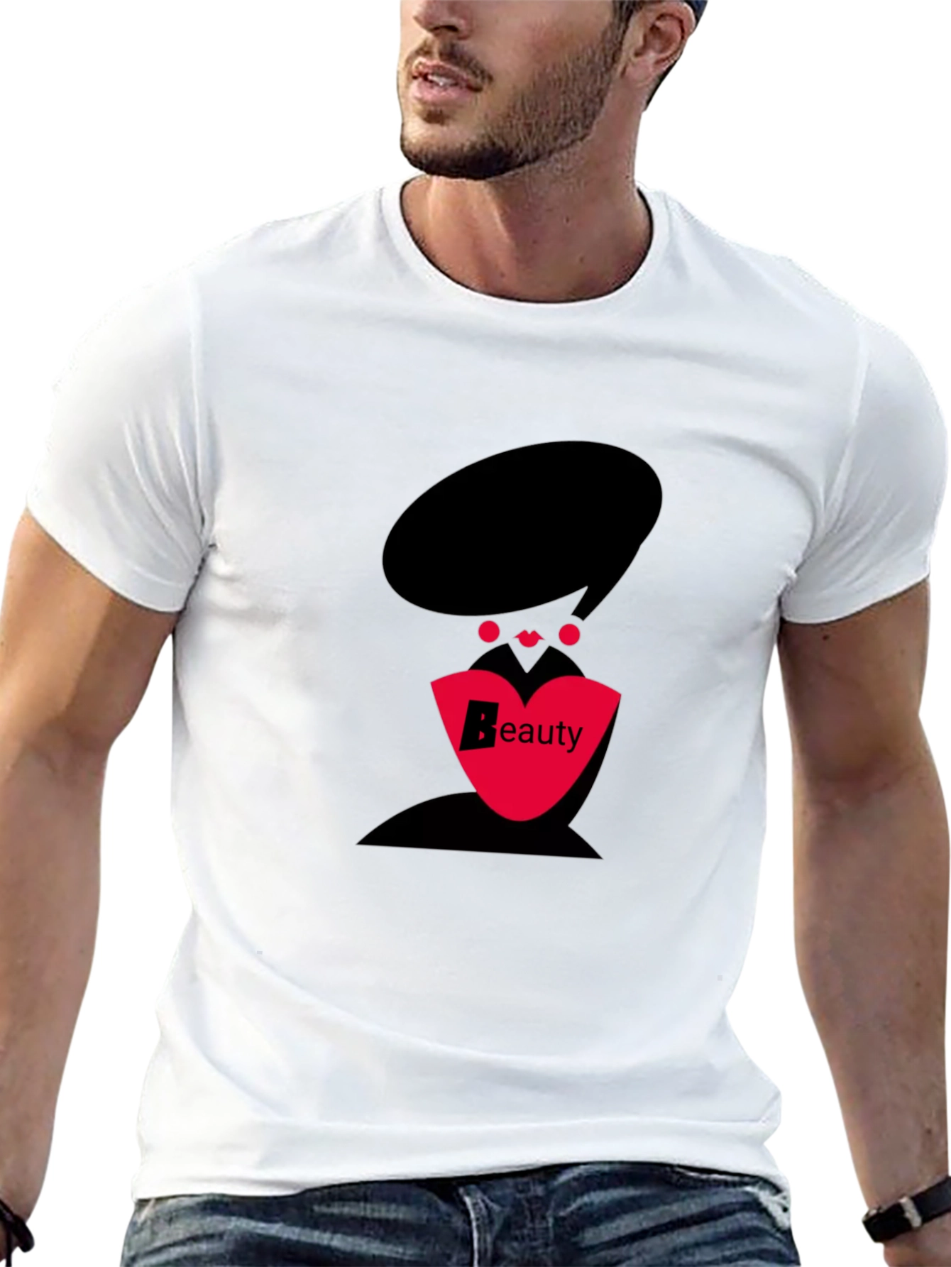 Stylish Black T-Shirt with Beauty Graphic Design