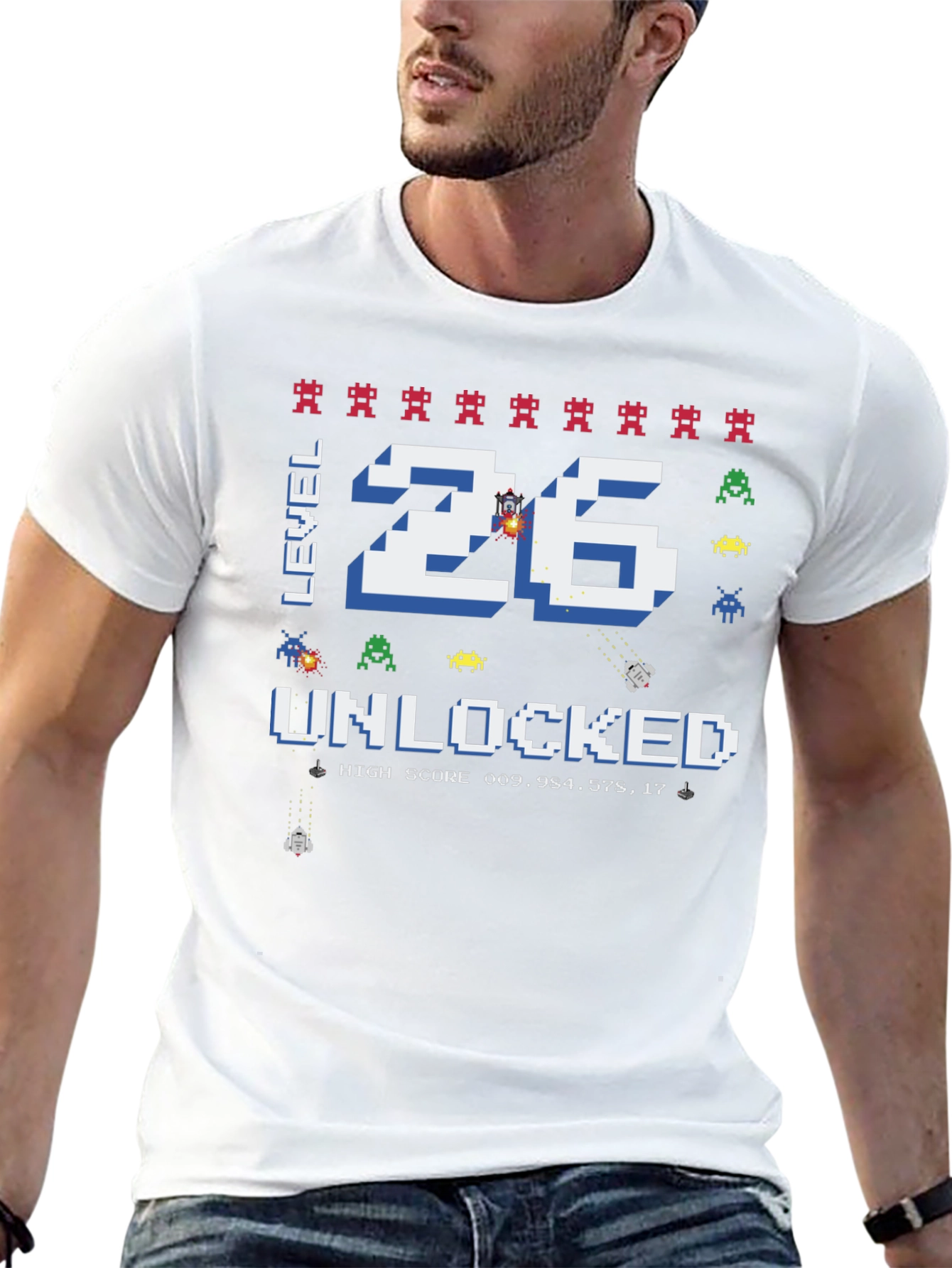 Level 26 Unlocked Gamer T-Shirt - Pixelated Design